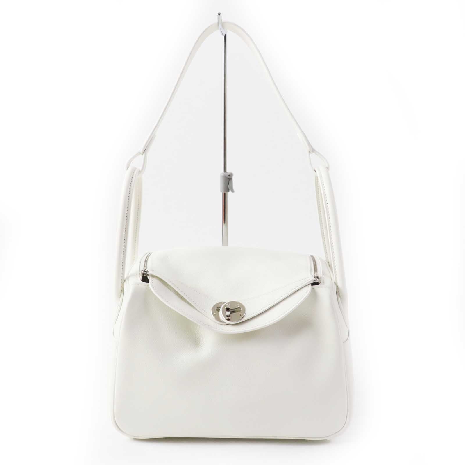 HERMES Lindy 26 Evercolor Shoulder Bag White