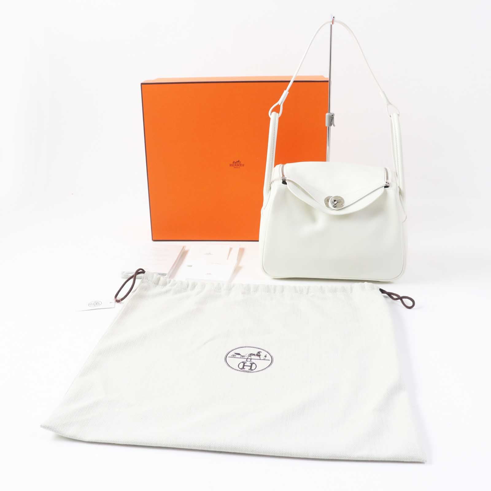 HERMES Lindy 26 Evercolor Shoulder Bag White