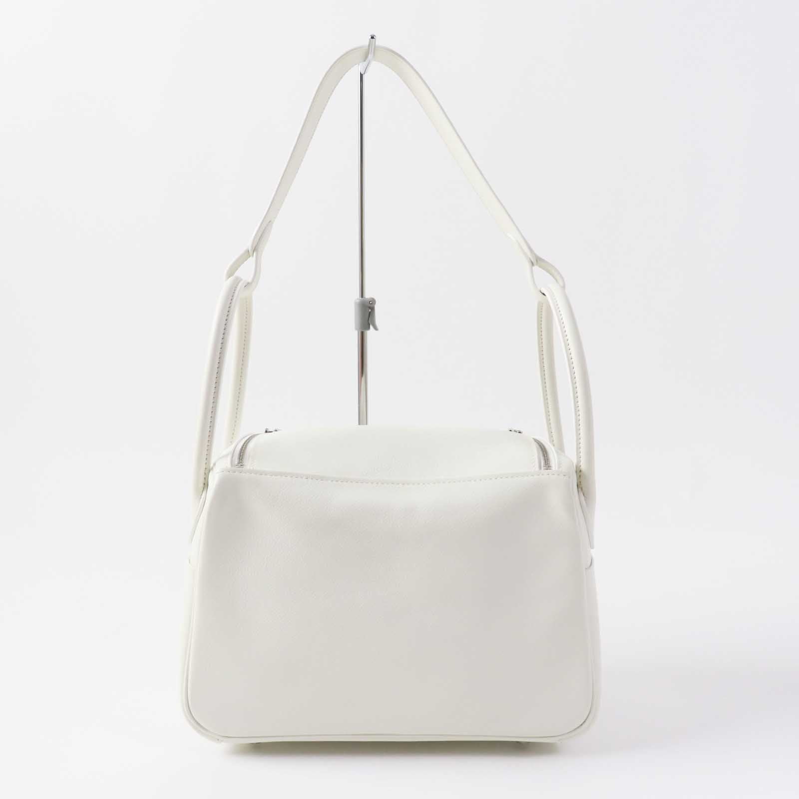 HERMES Lindy 26 Evercolor Shoulder Bag White