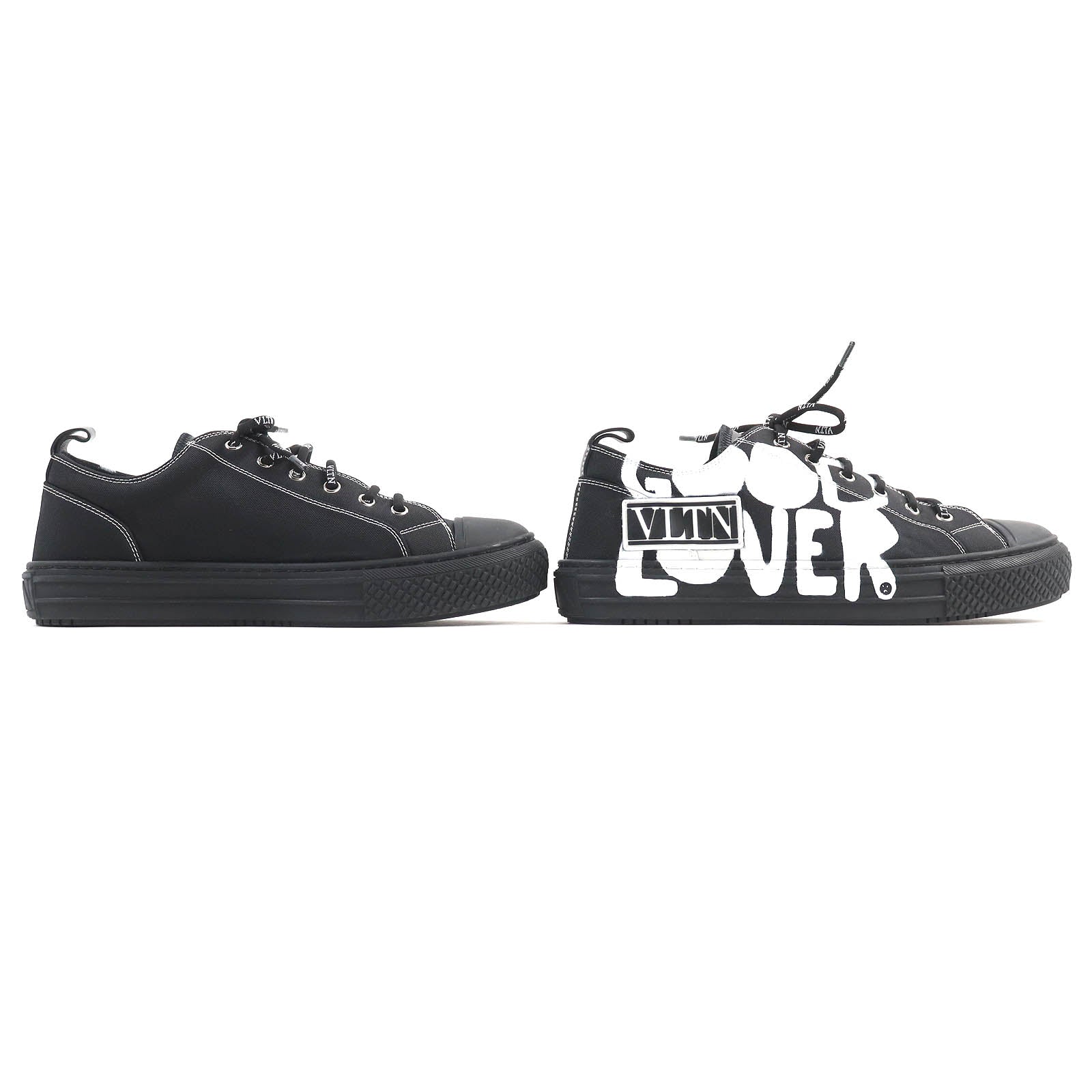 Valentino VLTN Logo Canvas Sneakers Black White