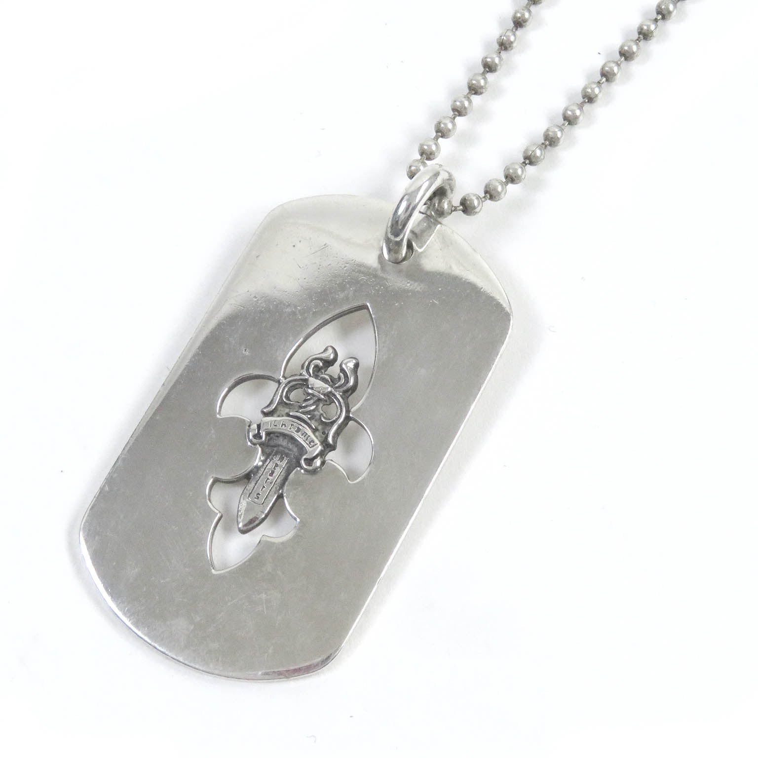 CHROME HEARTS Silver Dagger Dog Tag Necklace