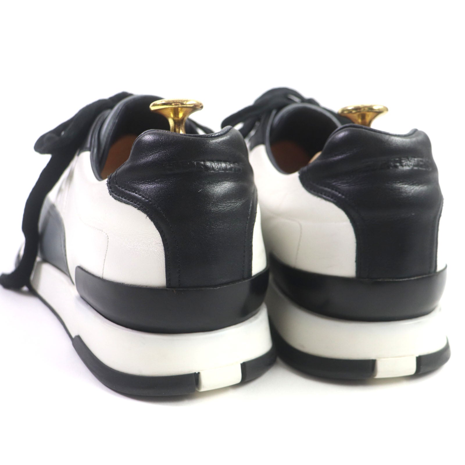 HERMES Leather Low Cut Sneakers White Black Gray