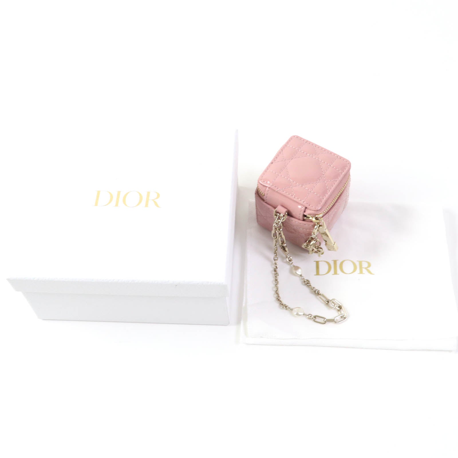 Dior Lady Dior Cube Micro Logo Charm Pouch