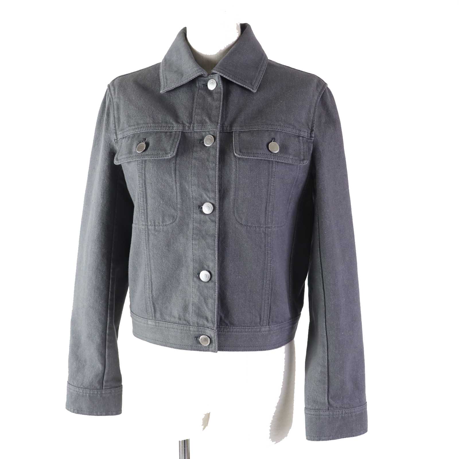 HERMES Cotton Denim Jacket Gray 36 Women