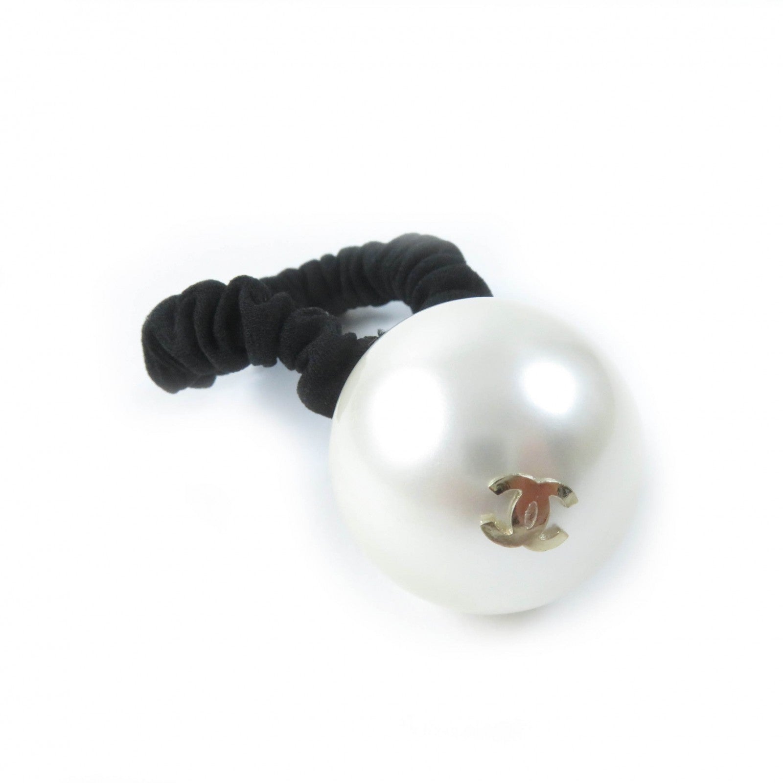 Chanel Coco Mark Metal Faux Pearl Hair Tie