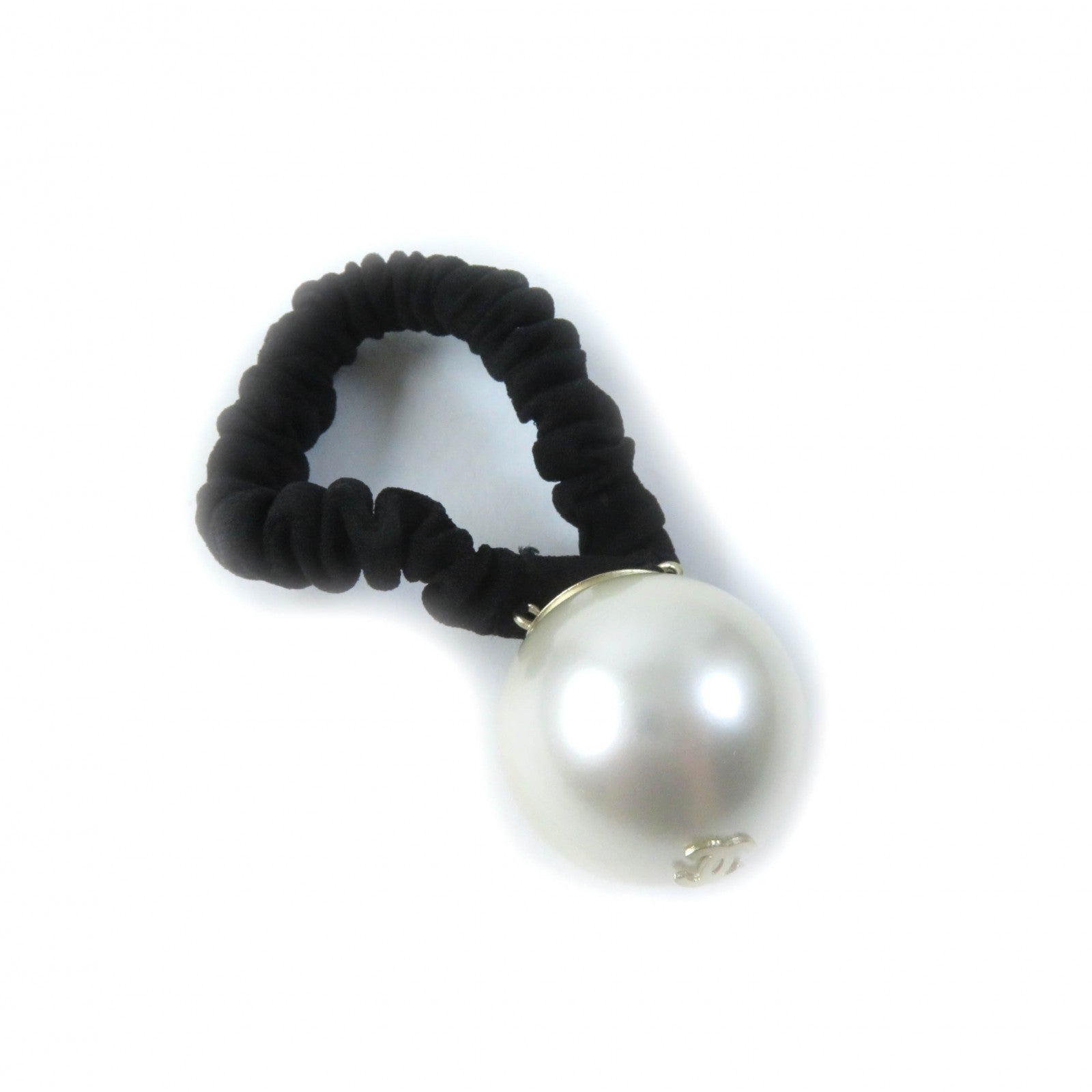 Chanel Coco Mark Metal Faux Pearl Hair Tie