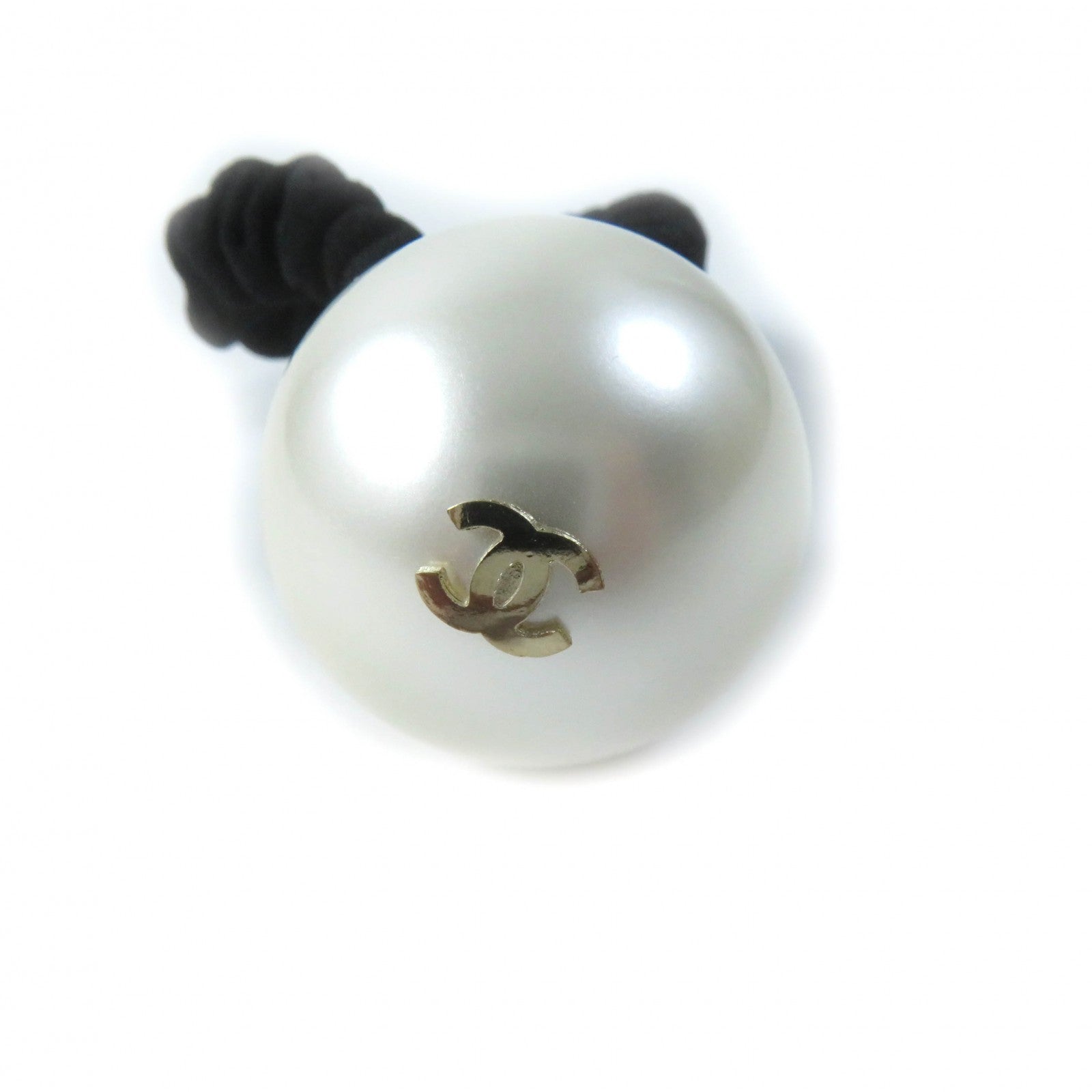 Chanel Coco Mark Metal Faux Pearl Hair Tie