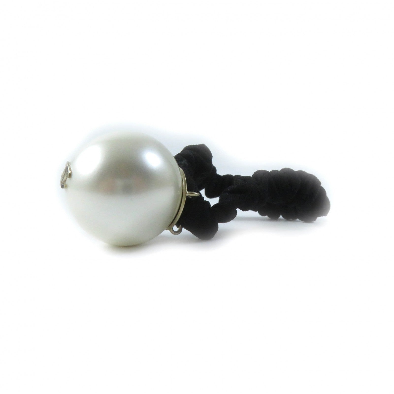 Chanel Coco Mark Metal Faux Pearl Hair Tie