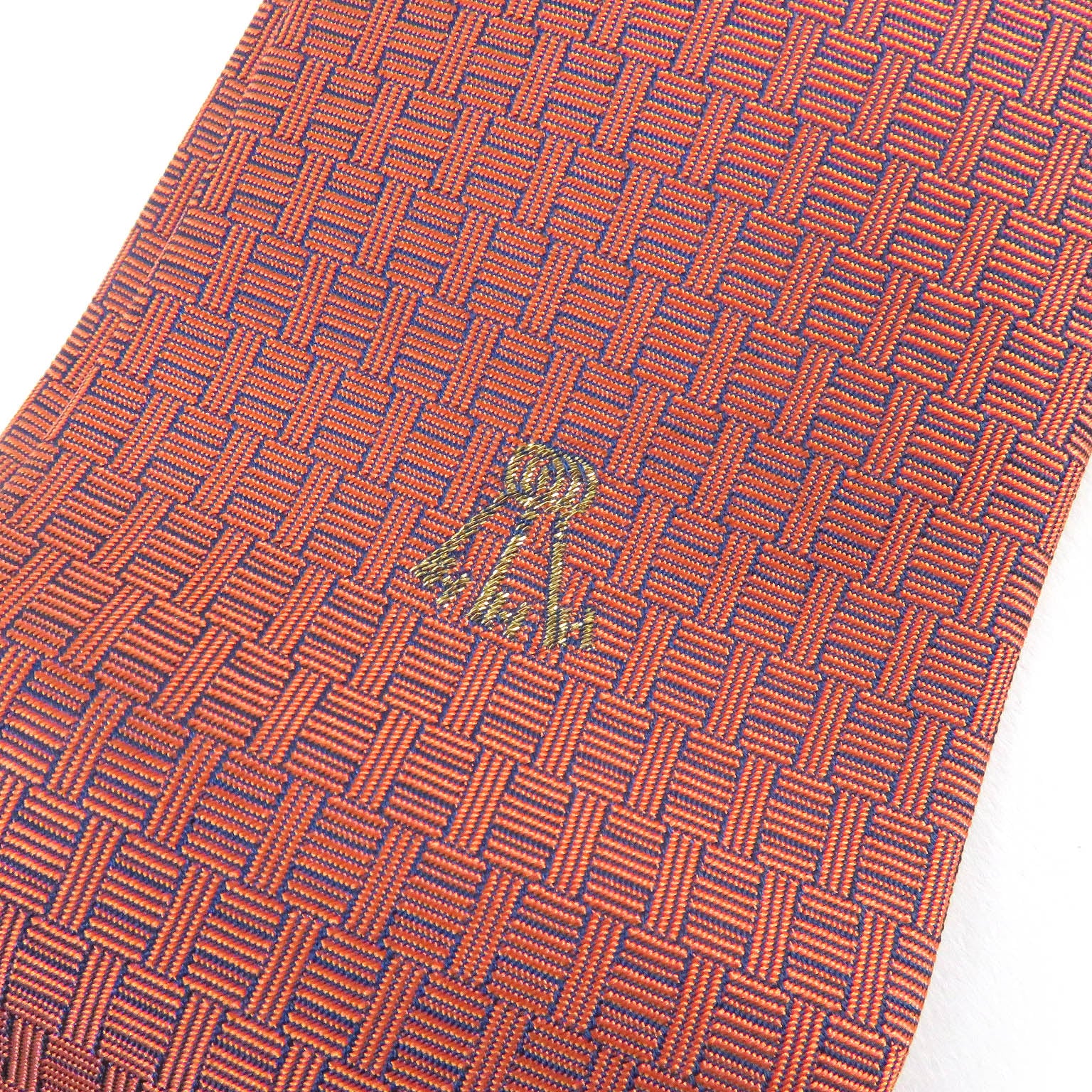 HERMES Silk H Logo Print Tie Orange