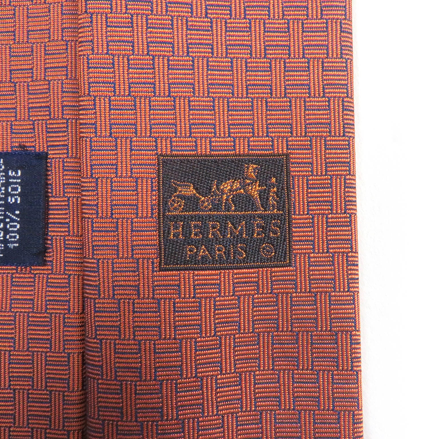 HERMES Silk H Logo Print Tie Orange