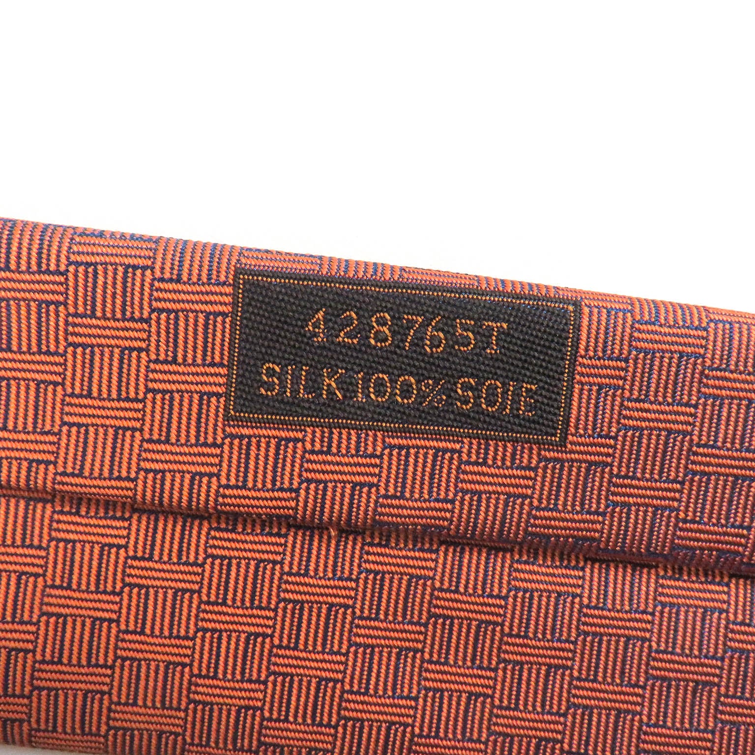 HERMES Silk H Logo Print Tie Orange