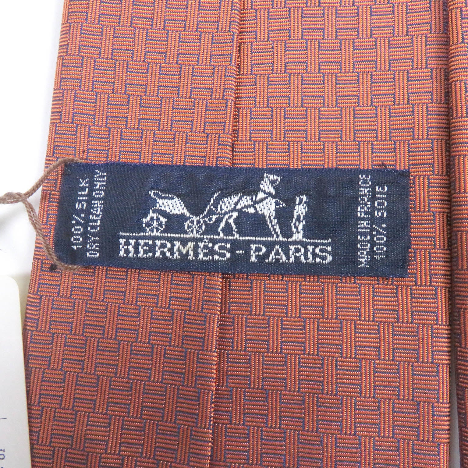 HERMES Silk H Logo Print Tie Orange