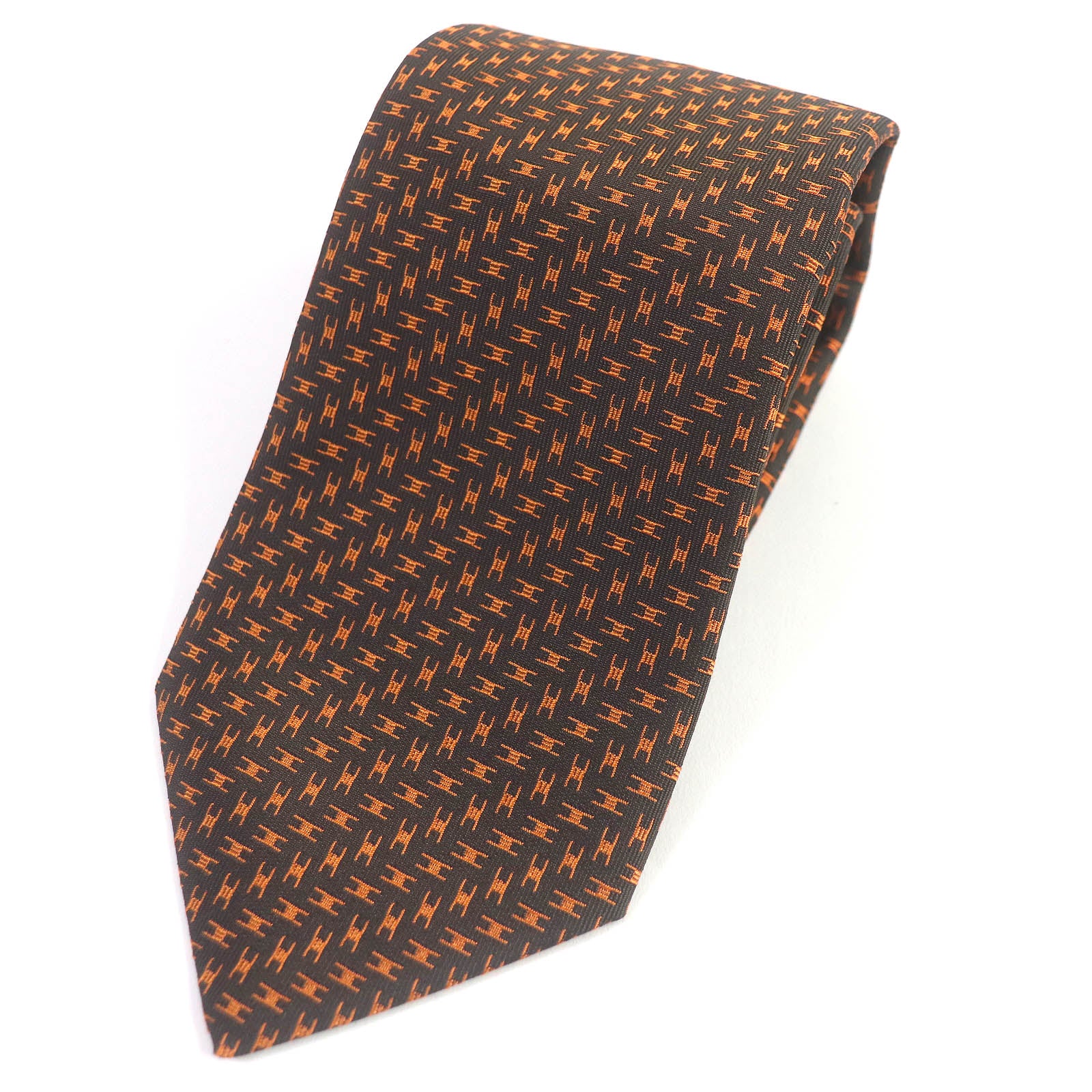 HERMES Silk Cravat H Logo Wide Tie