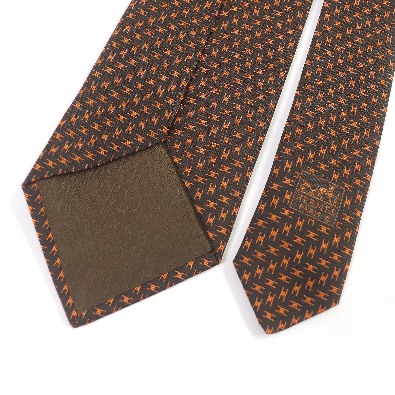 HERMES Silk Cravat H Logo Wide Tie