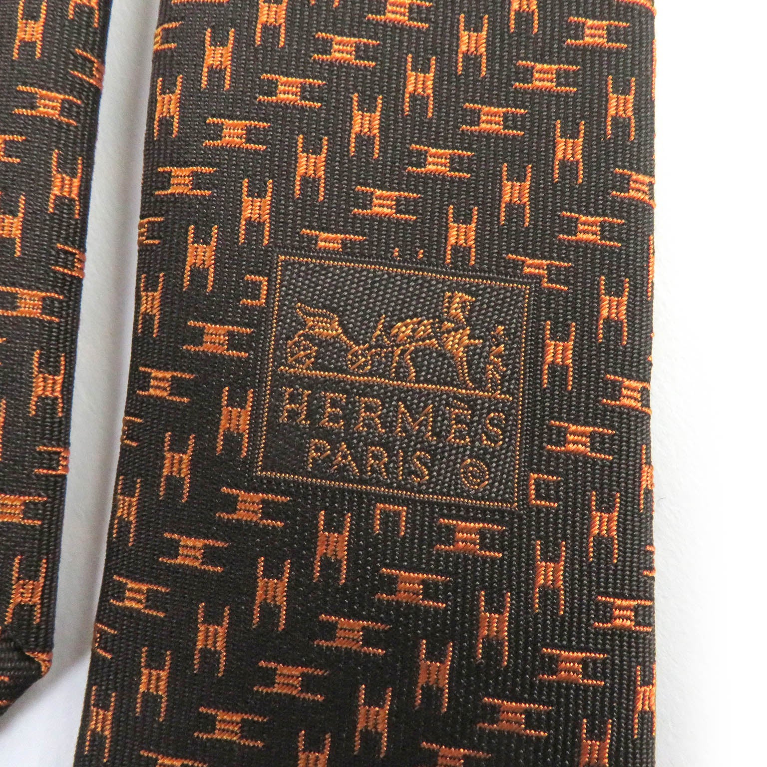 HERMES Silk Cravat H Logo Wide Tie