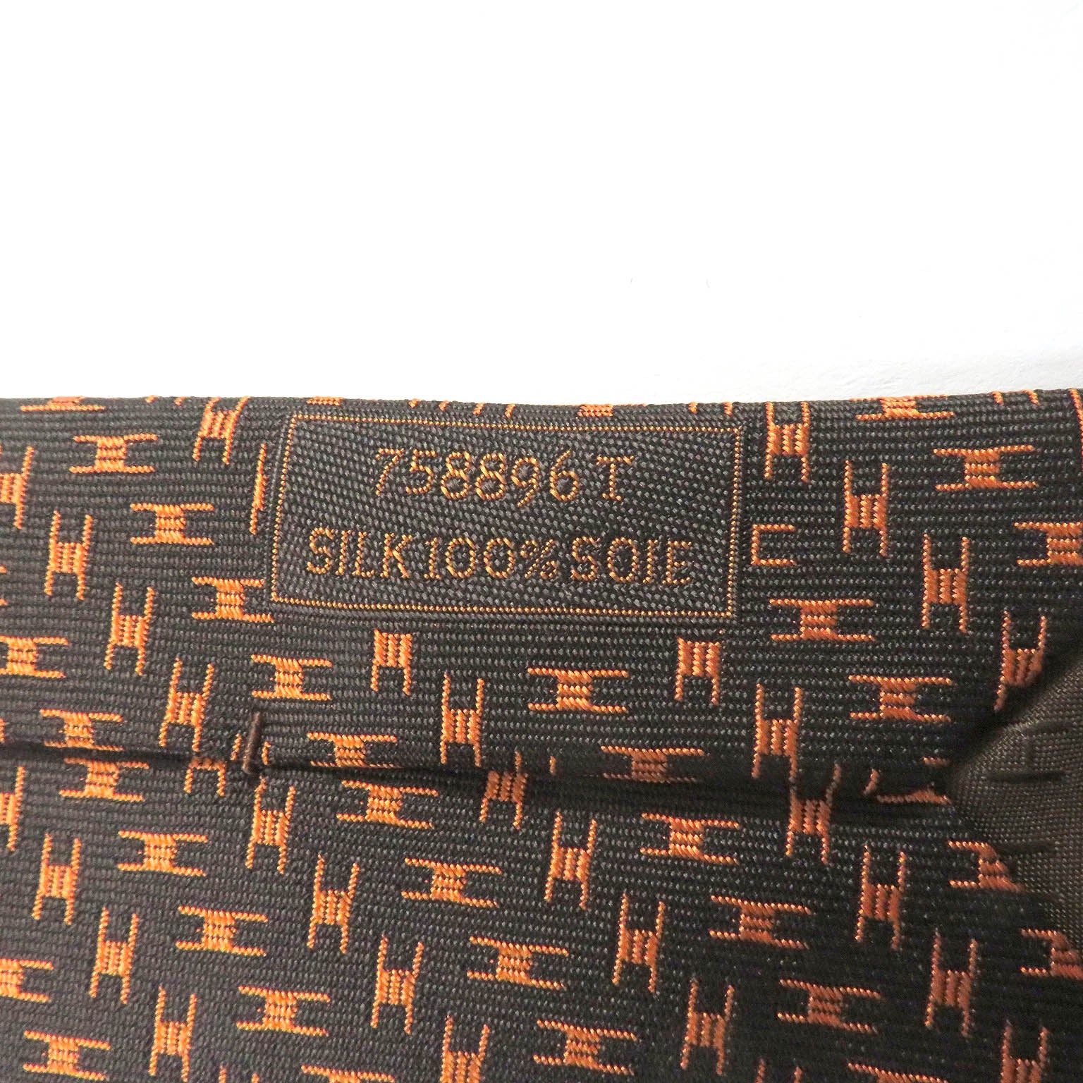 HERMES Silk Cravat H Logo Wide Tie