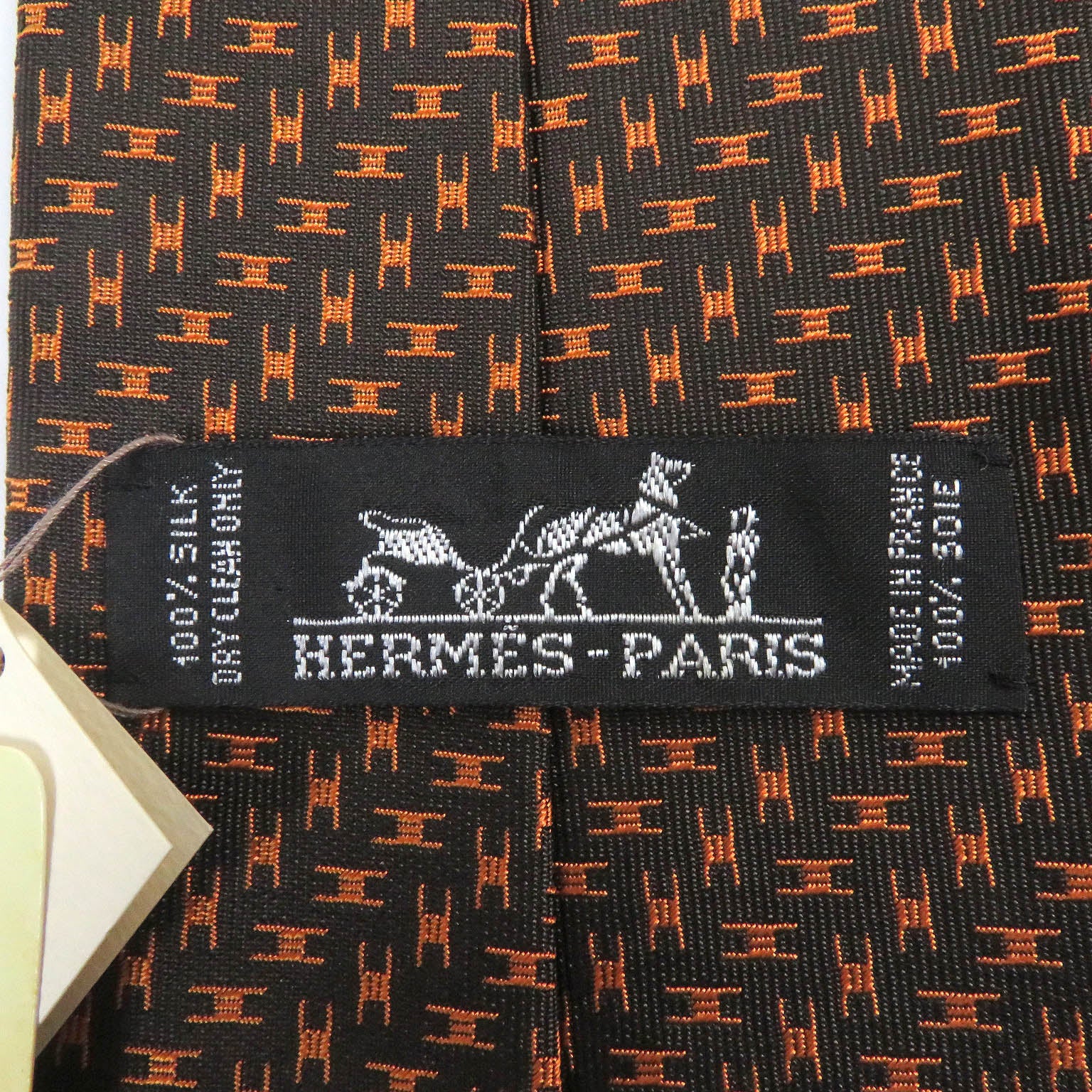 HERMES Silk Cravat H Logo Wide Tie