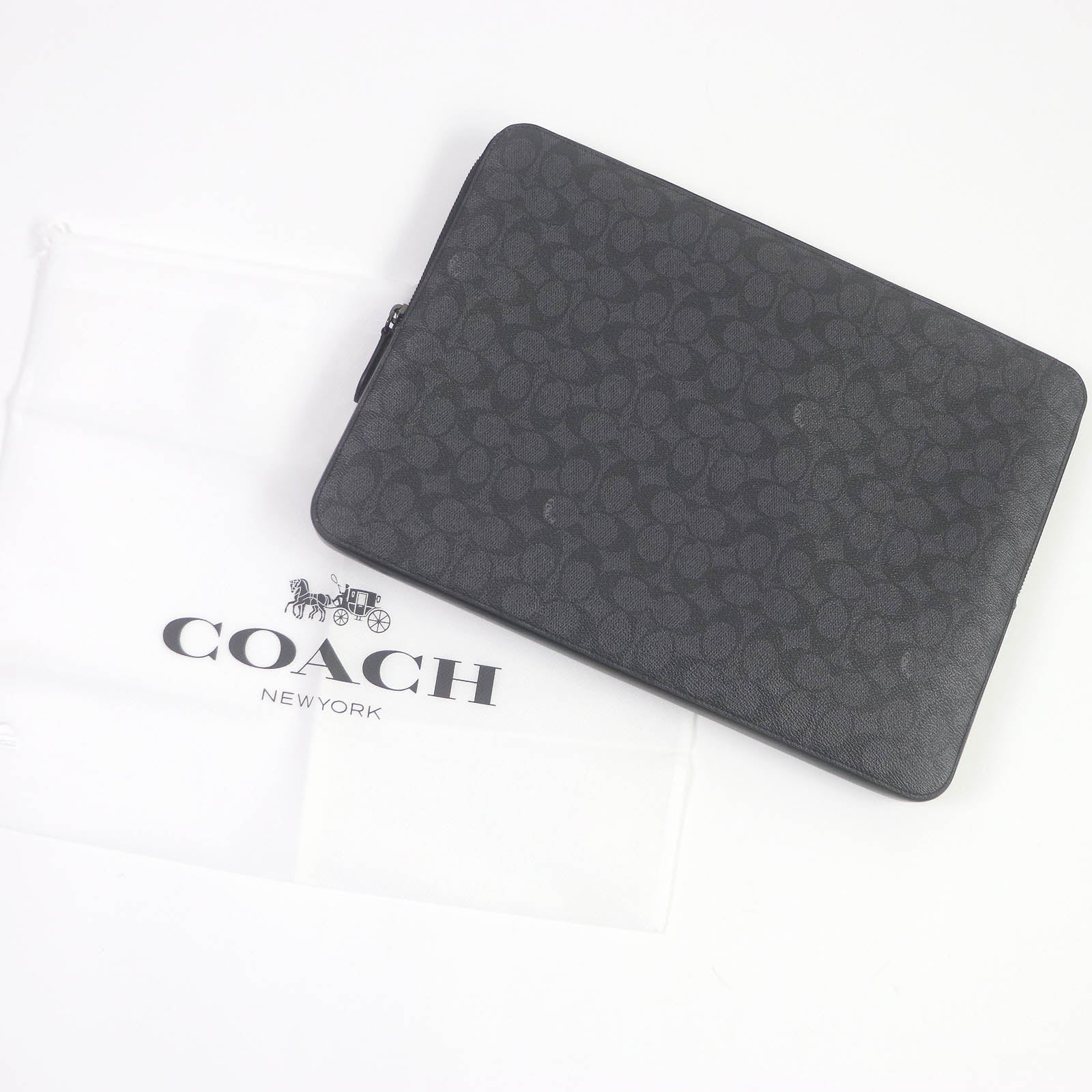 COACH Zip Around Laptop Case Leather Clutch