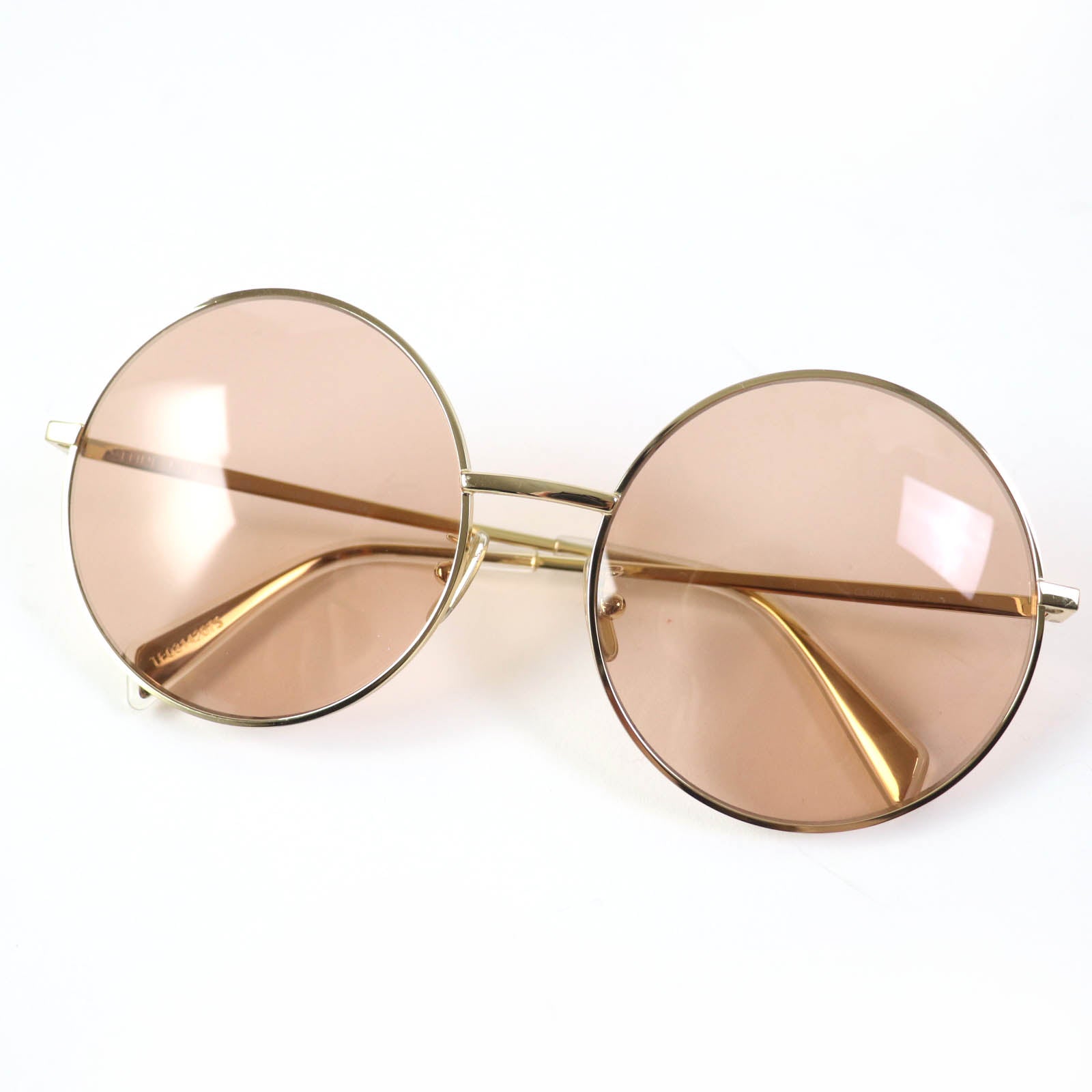 Celine Logo Round Sunglasses Gold Brown