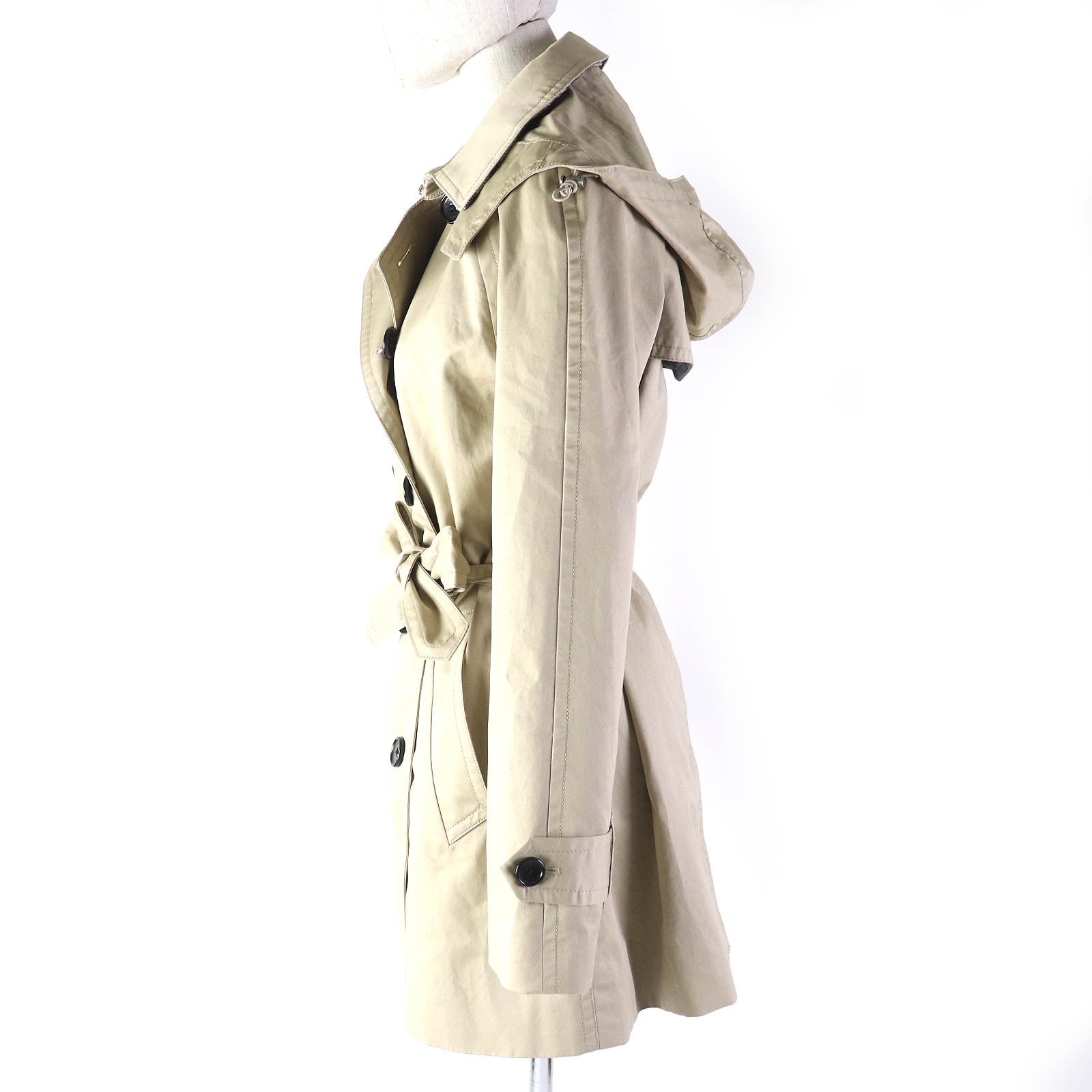 COACH Signature Logo Hoodie Trench Coat Beige S