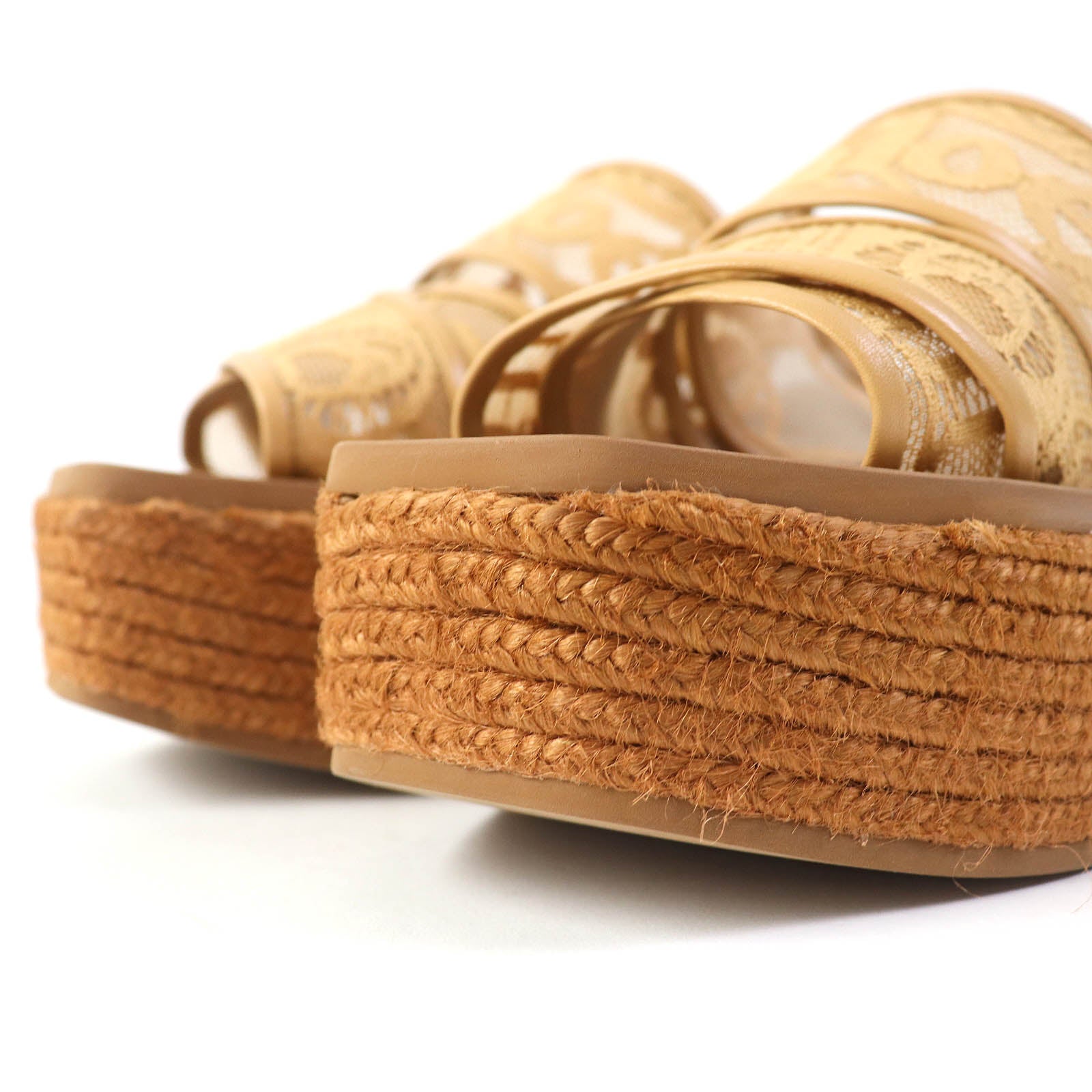 Chloe WOODY Lace Espadrilles Wedge Sandals