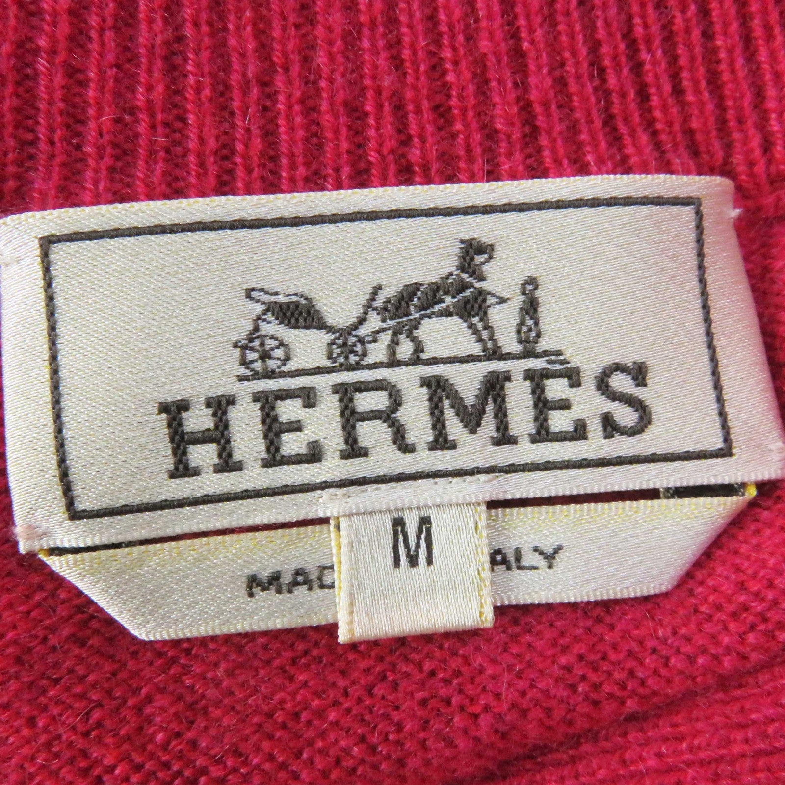 HERMES Cashmere Half Zip High Neck Pullover M