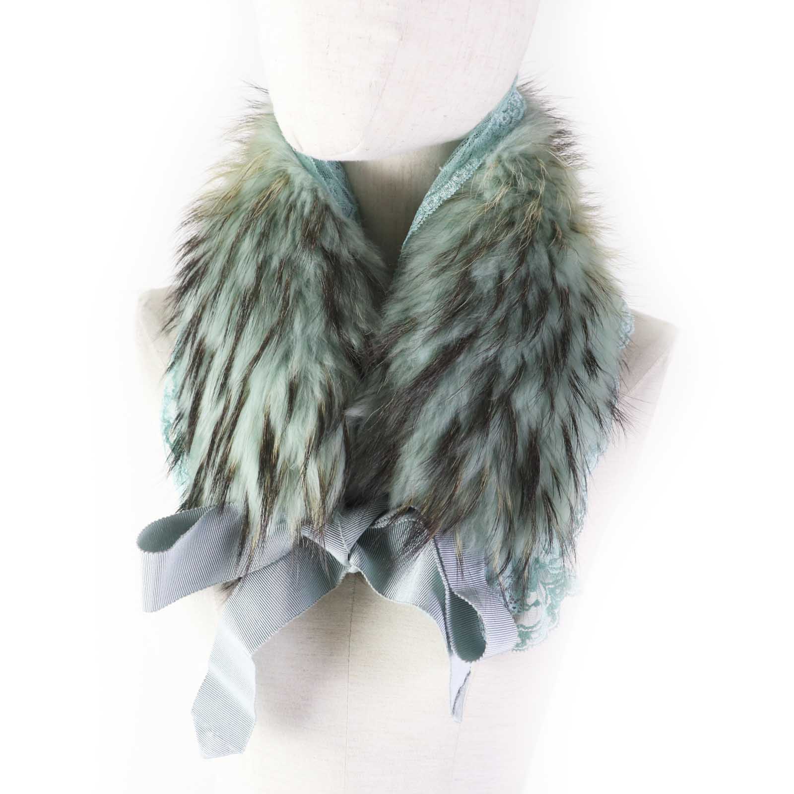 Valentino Raccoon Fur Shawl Light Blue