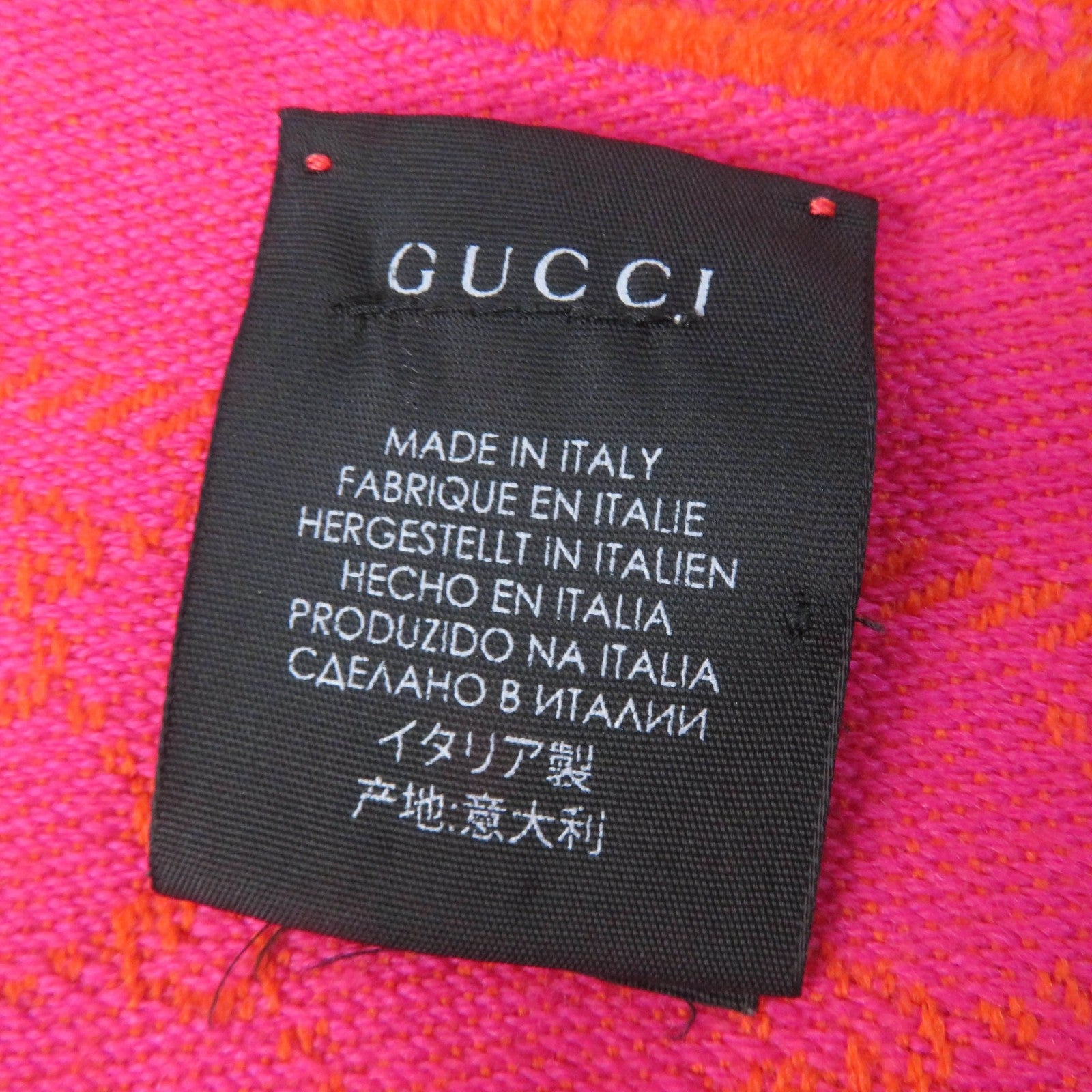 Gucci Wool Knitted Shawl GG Pattern Fringe