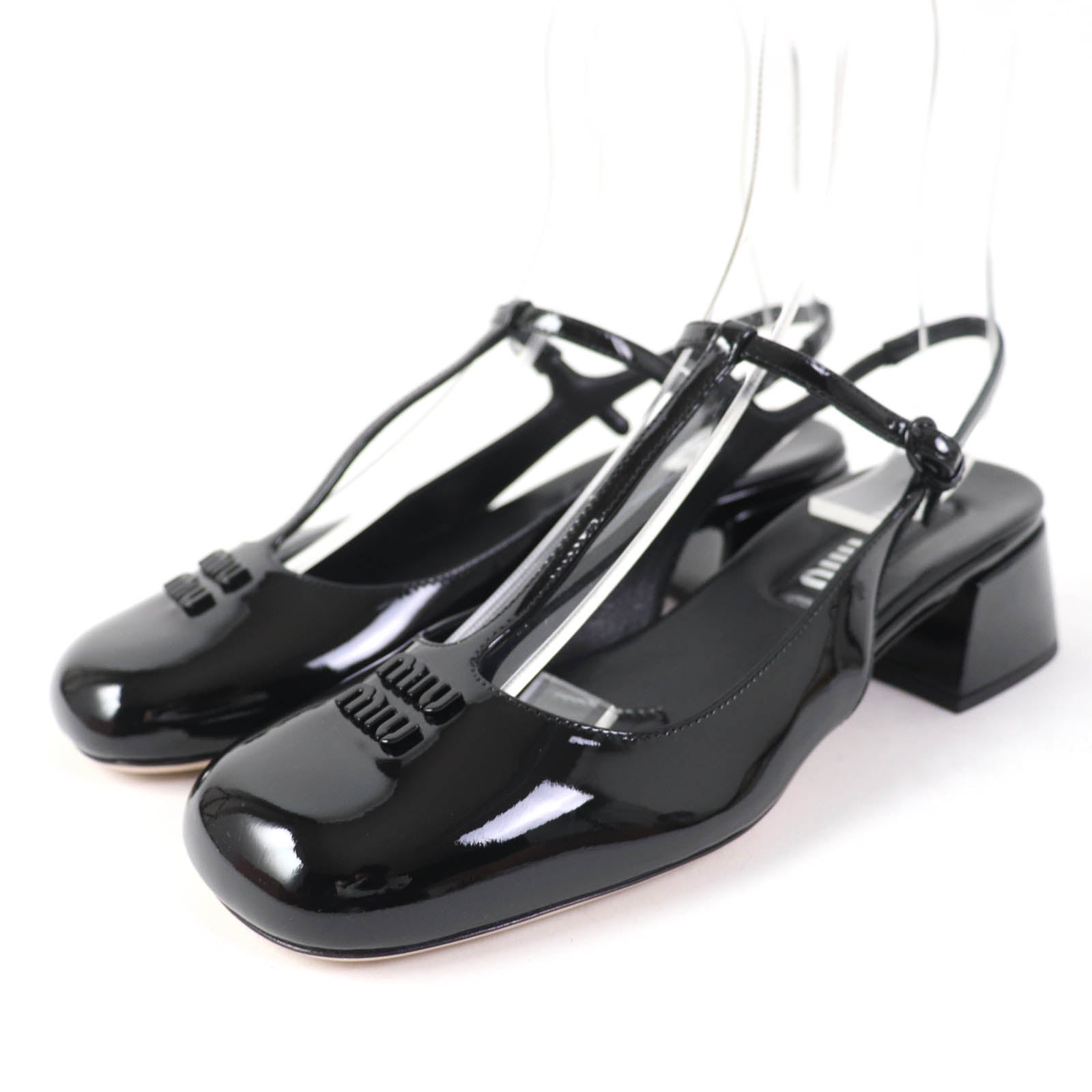 Miu Miu Patent Leather Slingback Pumps Black 37