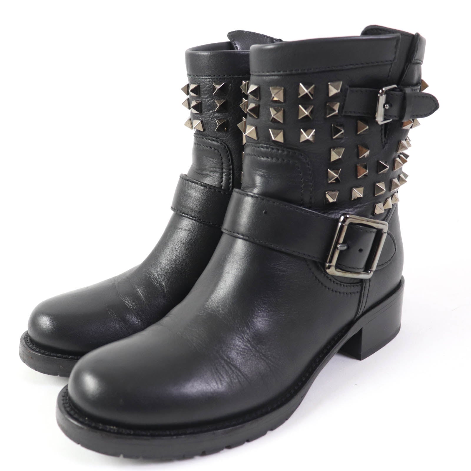 Valentino Leather Rockstud Short Boots Black 37