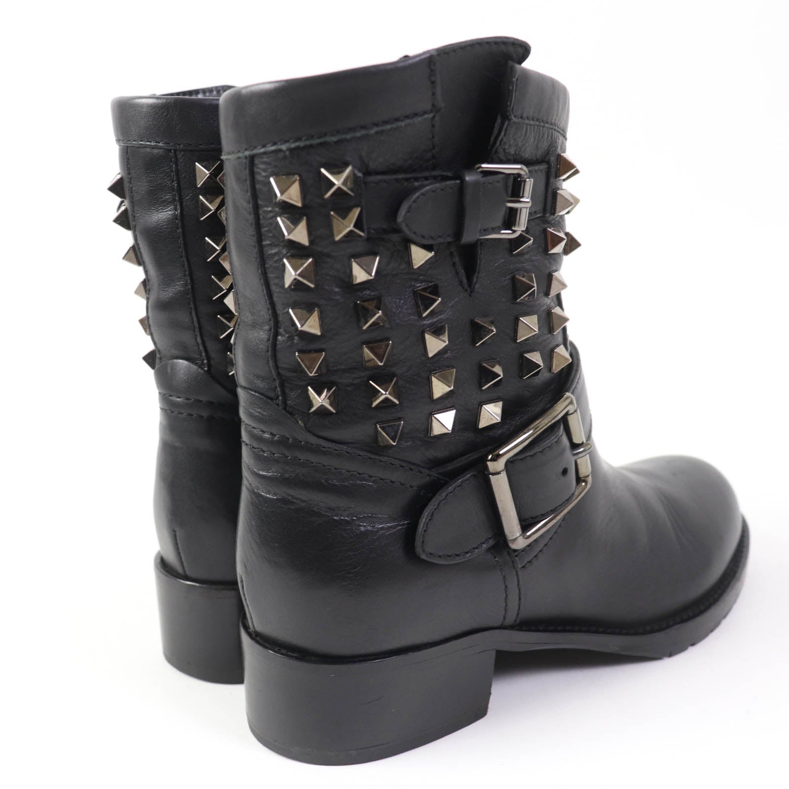 Valentino Leather Rockstud Short Boots Black 37