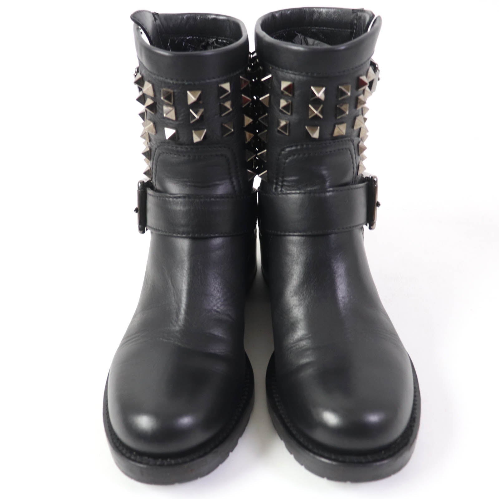 Valentino Leather Rockstud Short Boots Black 37