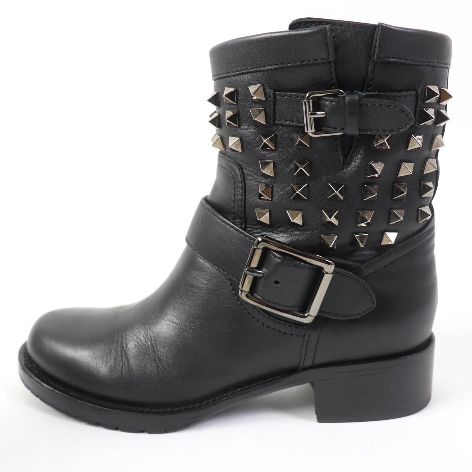 Valentino Leather Rockstud Short Boots Black 37