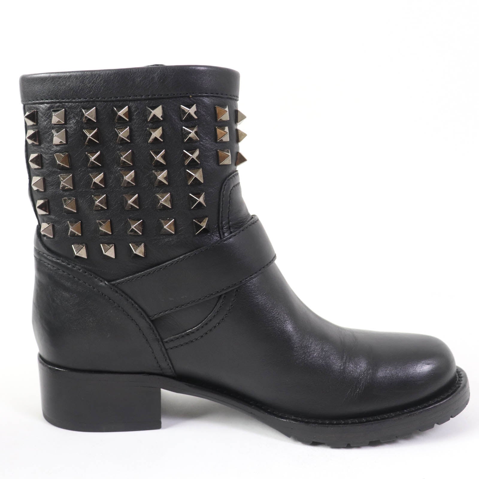 Valentino Leather Rockstud Short Boots Black 37