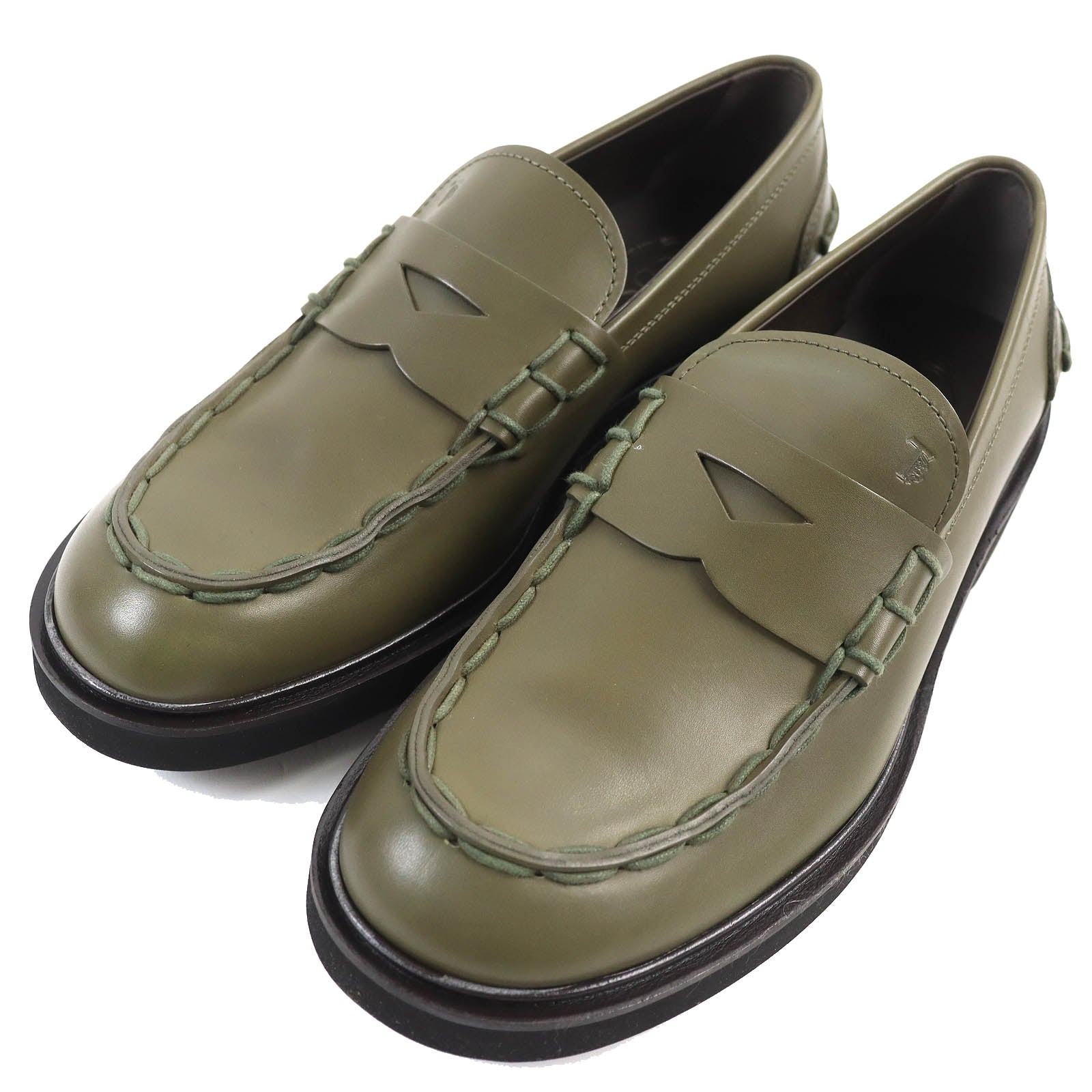 Tod's Leather Moccasins 92C Khaki