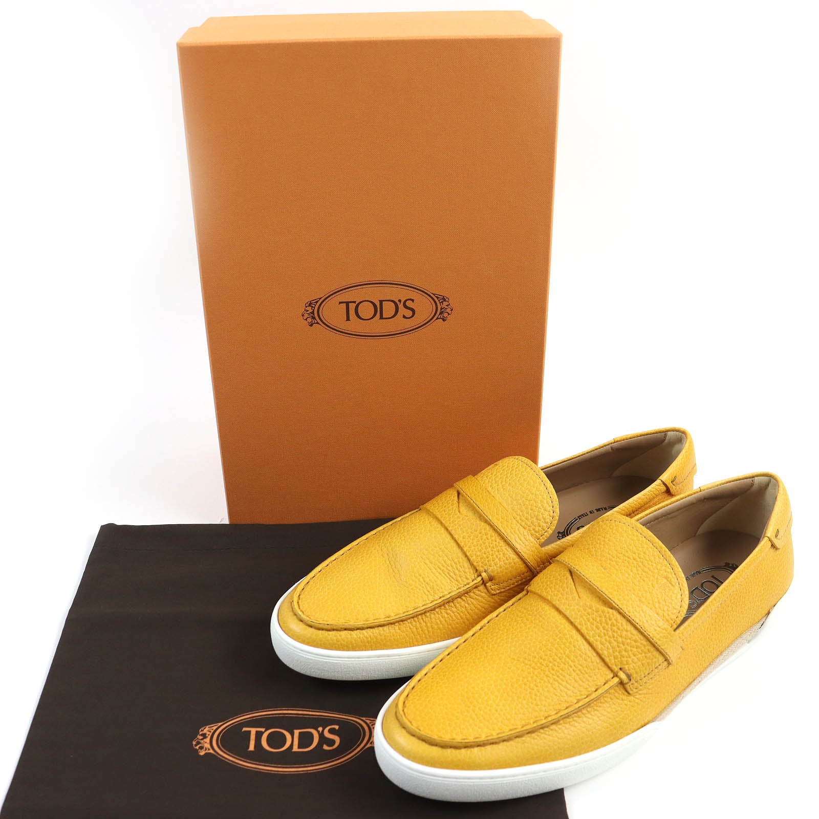 Tod's Leather Moccasins Yellow Size 10