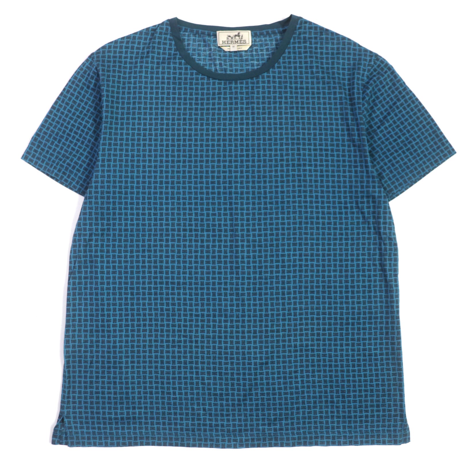 Hermes H Logo Cotton T-shirt Blue M