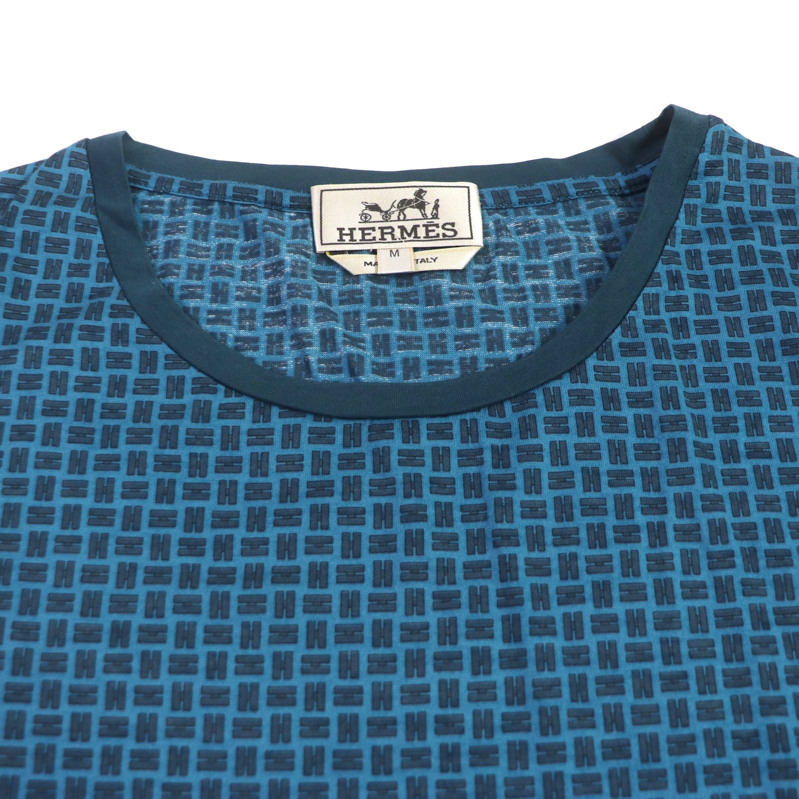 Hermes H Logo Cotton T-shirt Blue M