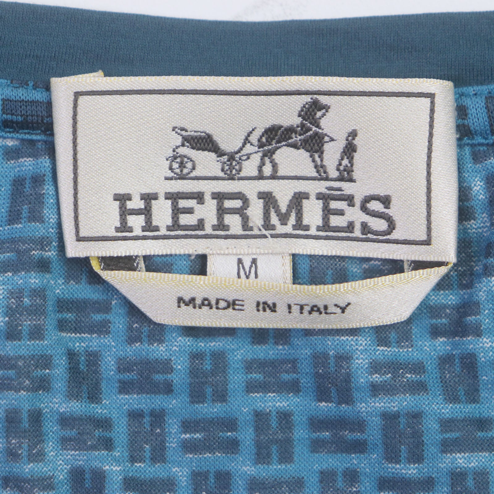 Hermes H Logo Cotton T-shirt Blue M