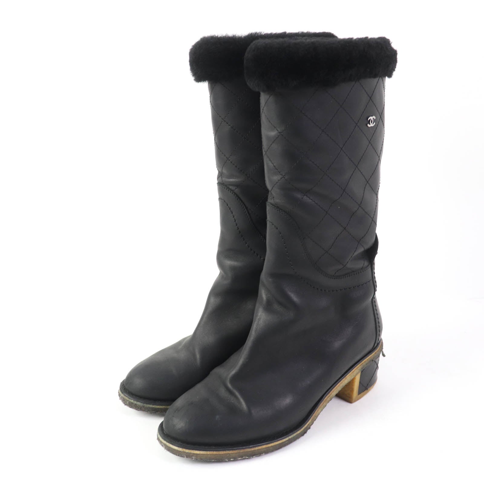 Chanel COCO Mark Leather Knee-high Boots 36