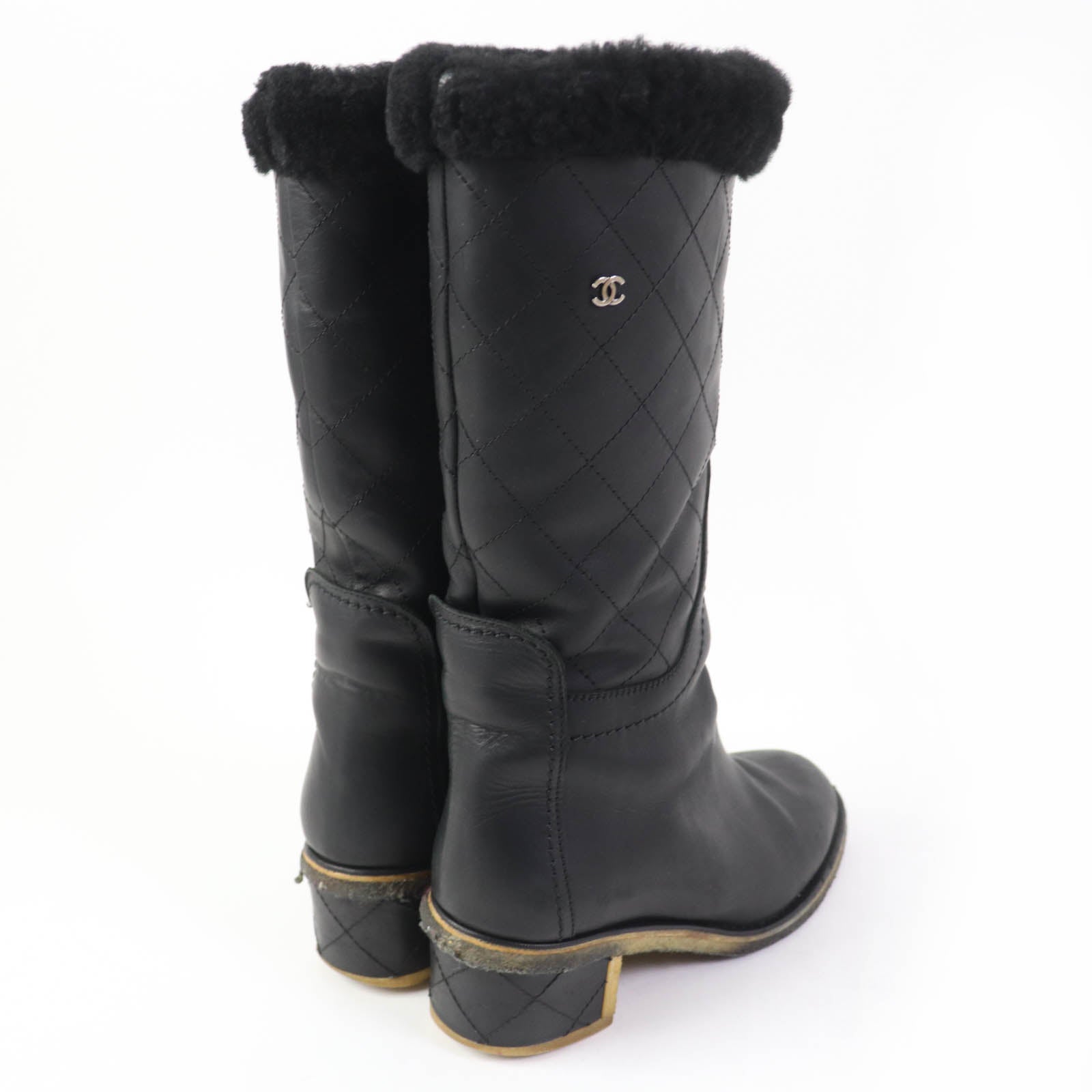 Chanel COCO Mark Leather Knee-high Boots 36