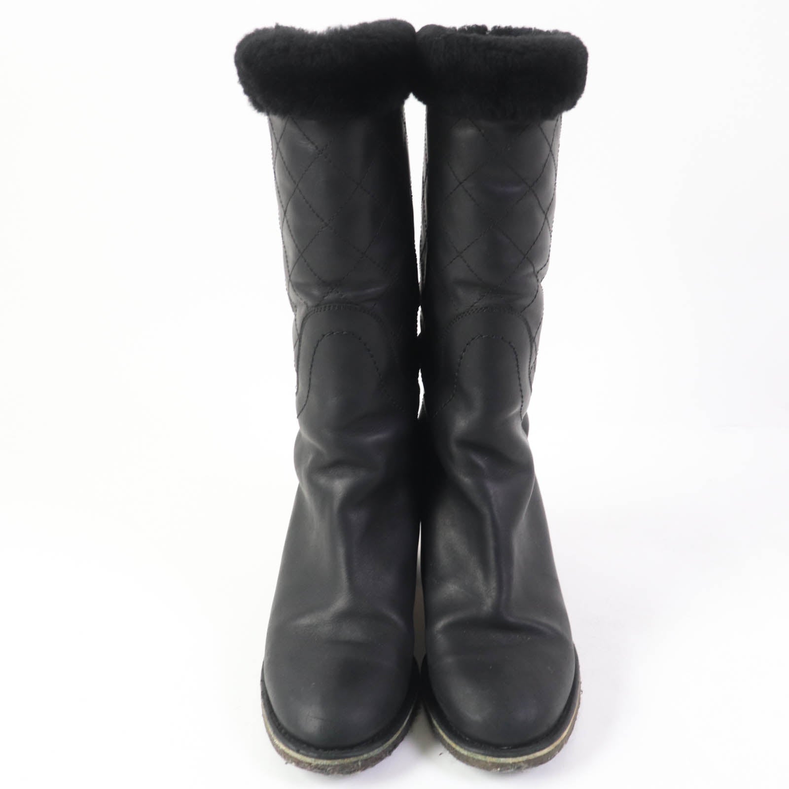 Chanel COCO Mark Leather Knee-high Boots 36