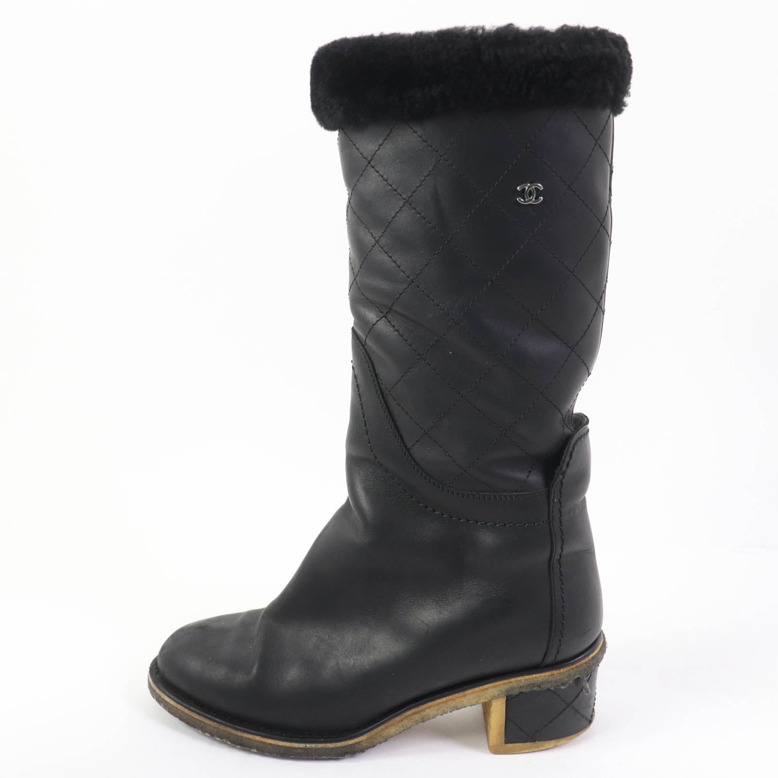 Chanel COCO Mark Leather Knee-high Boots 36