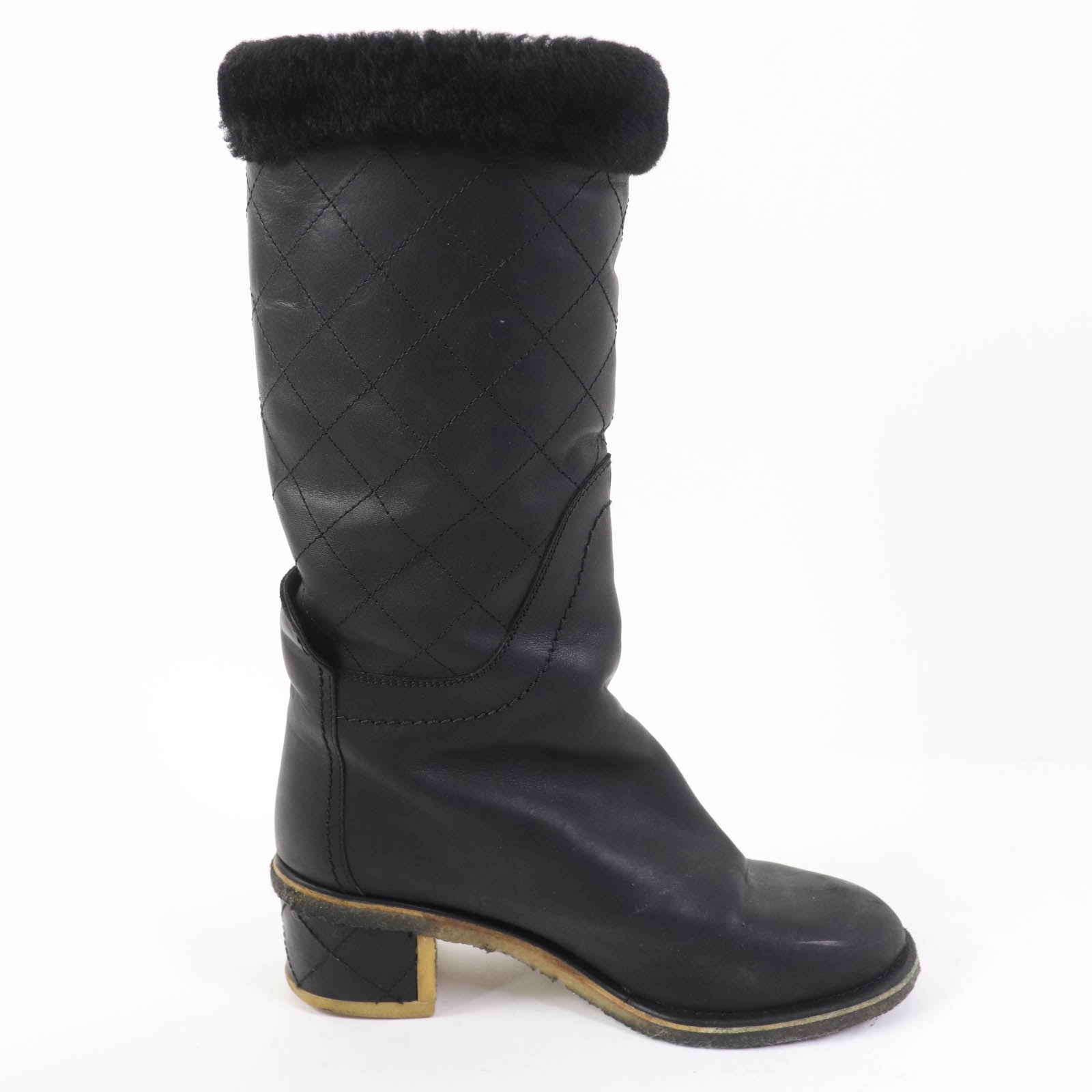 Chanel COCO Mark Leather Knee-high Boots 36