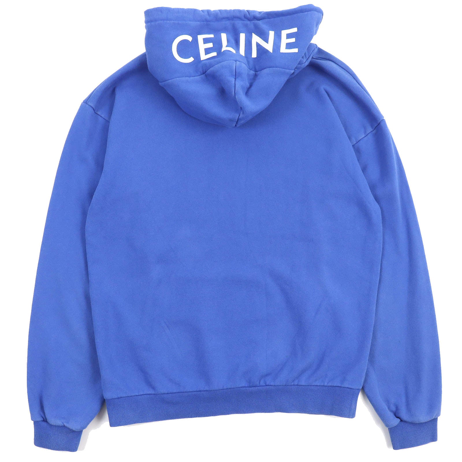 Celine Cotton Hood Logo Pullover Blue L