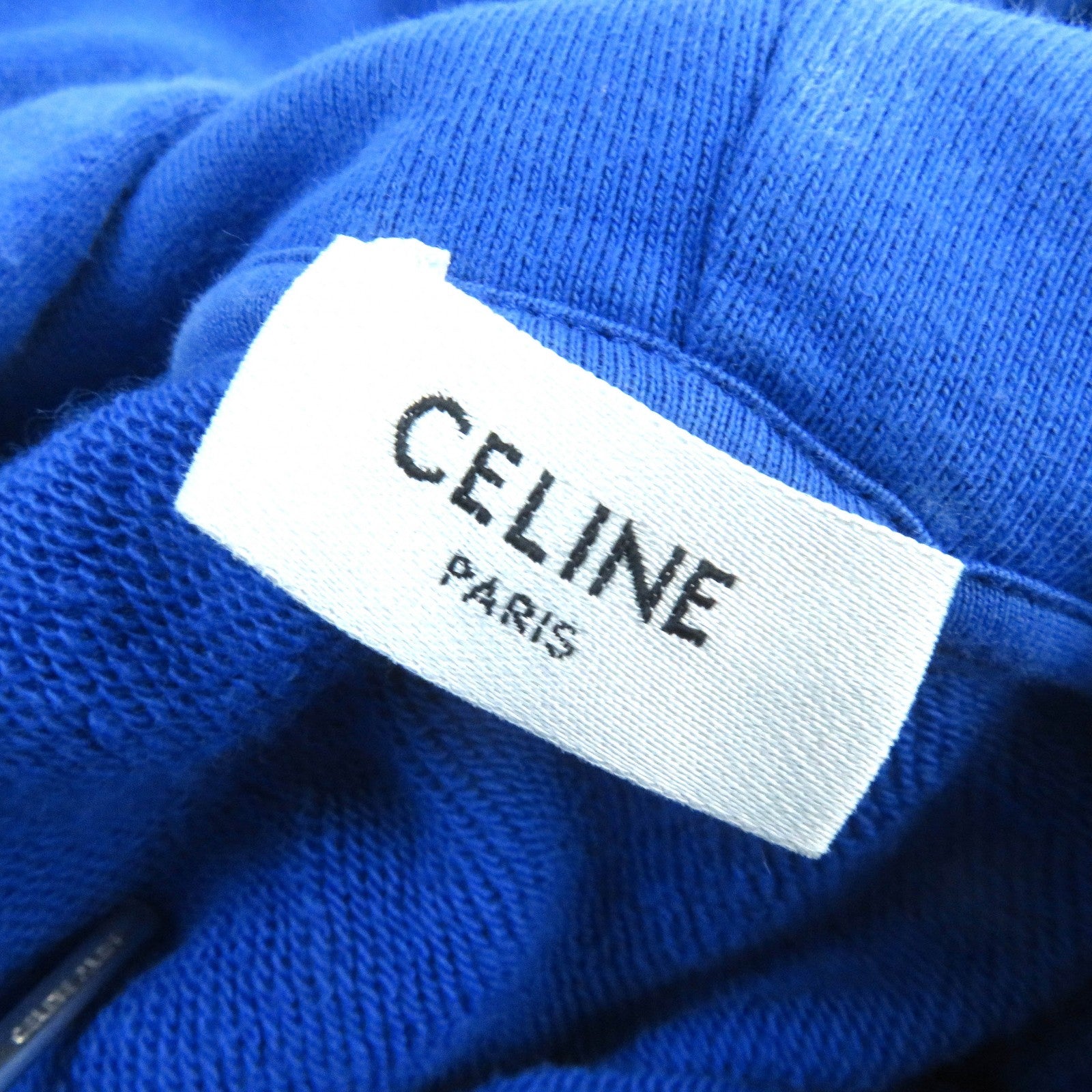 Celine Cotton Hood Logo Pullover Blue L