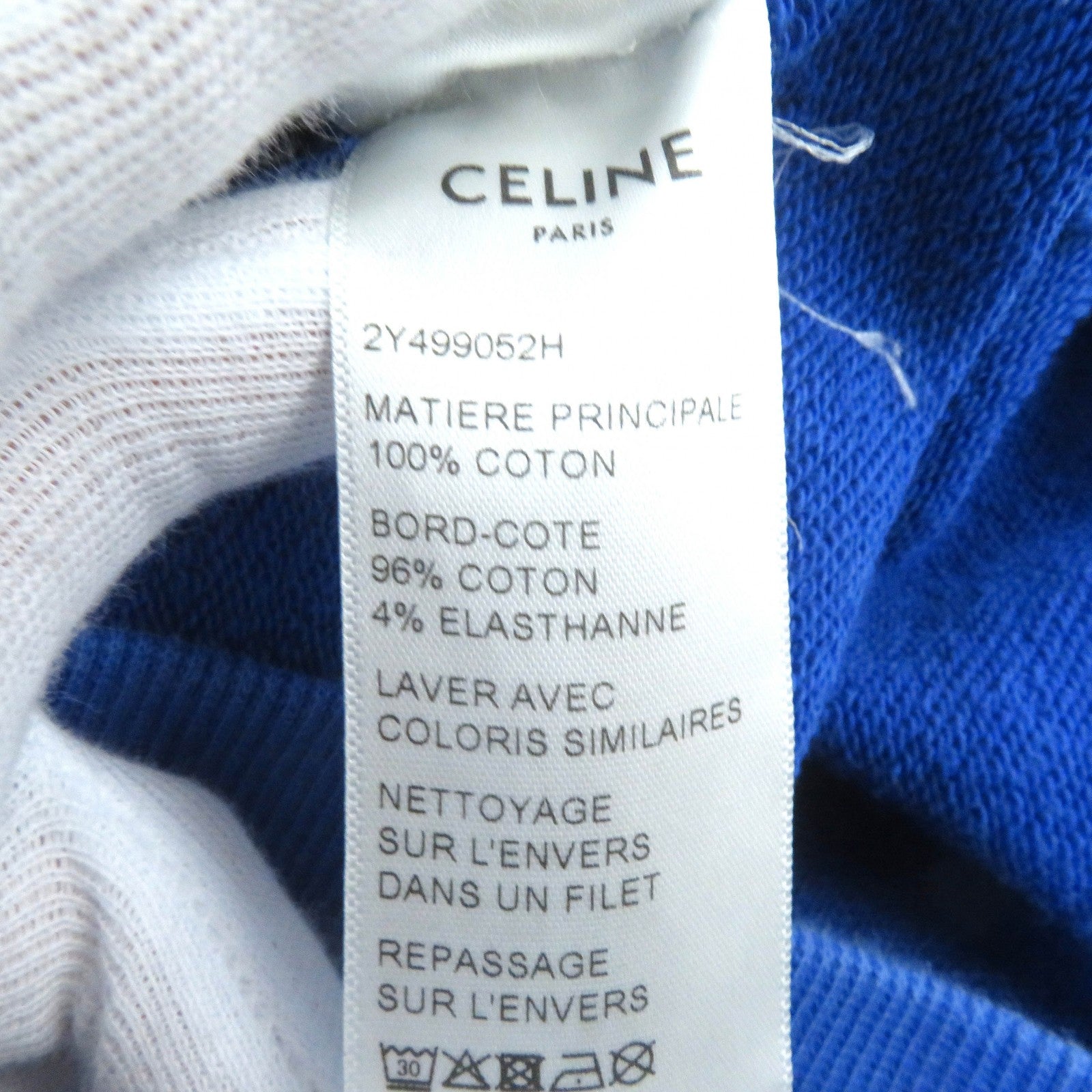 Celine Cotton Hood Logo Pullover Blue L