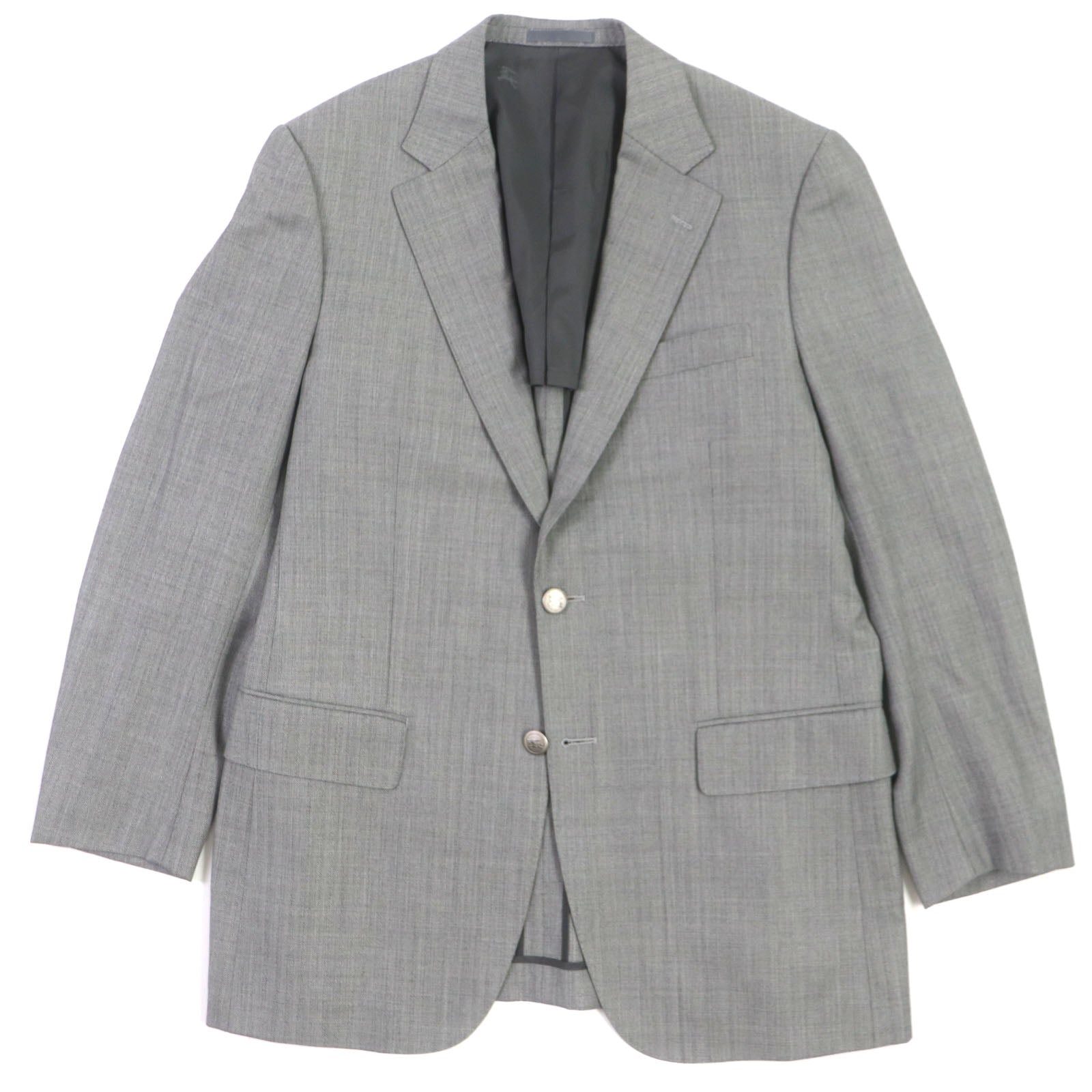 Burberry Wool Silk Herringbone Tailored Jacket Gray