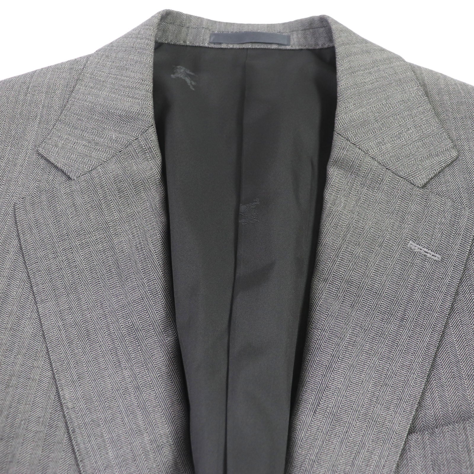 Burberry Wool Silk Herringbone Tailored Jacket Gray