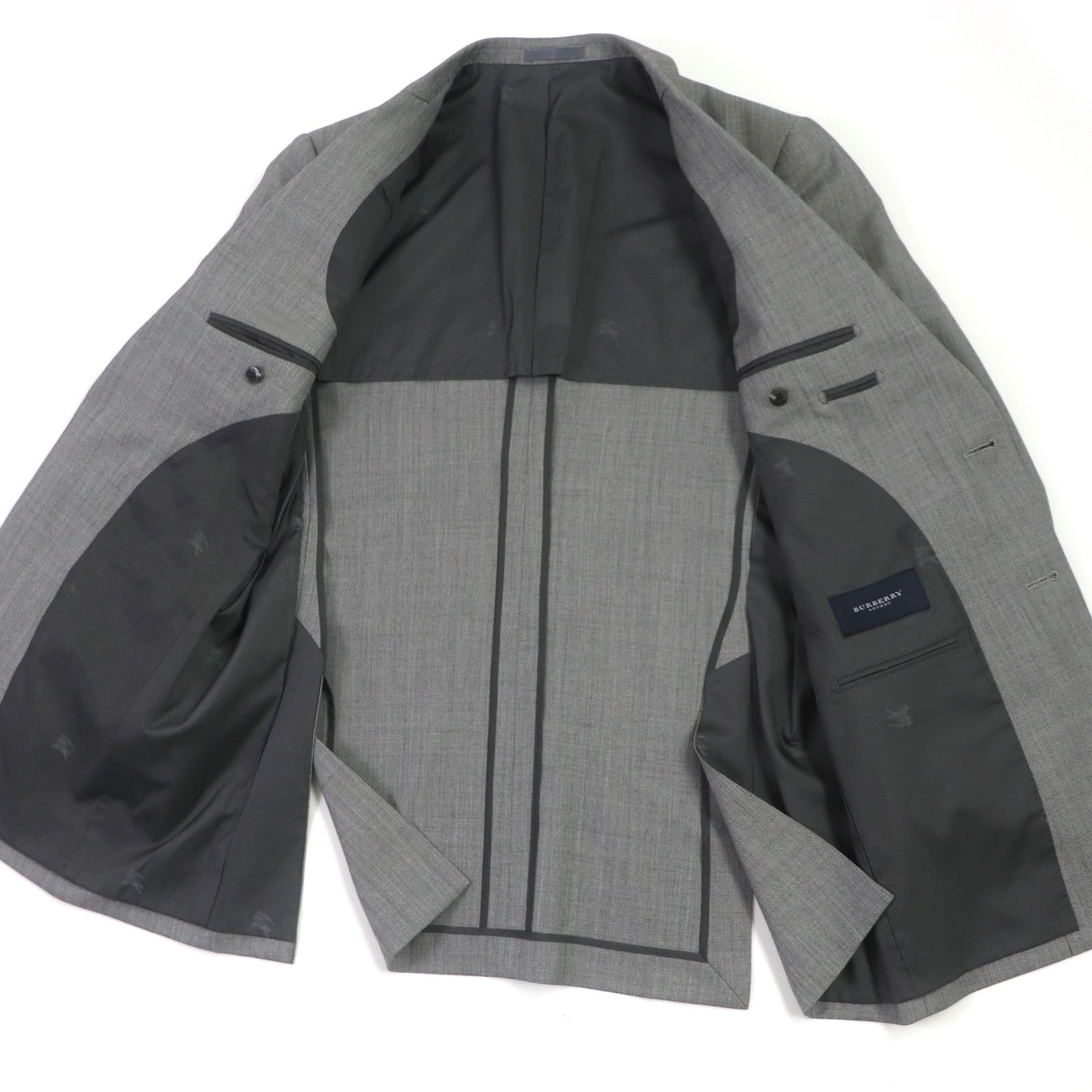 Burberry Wool Silk Herringbone Tailored Jacket Gray